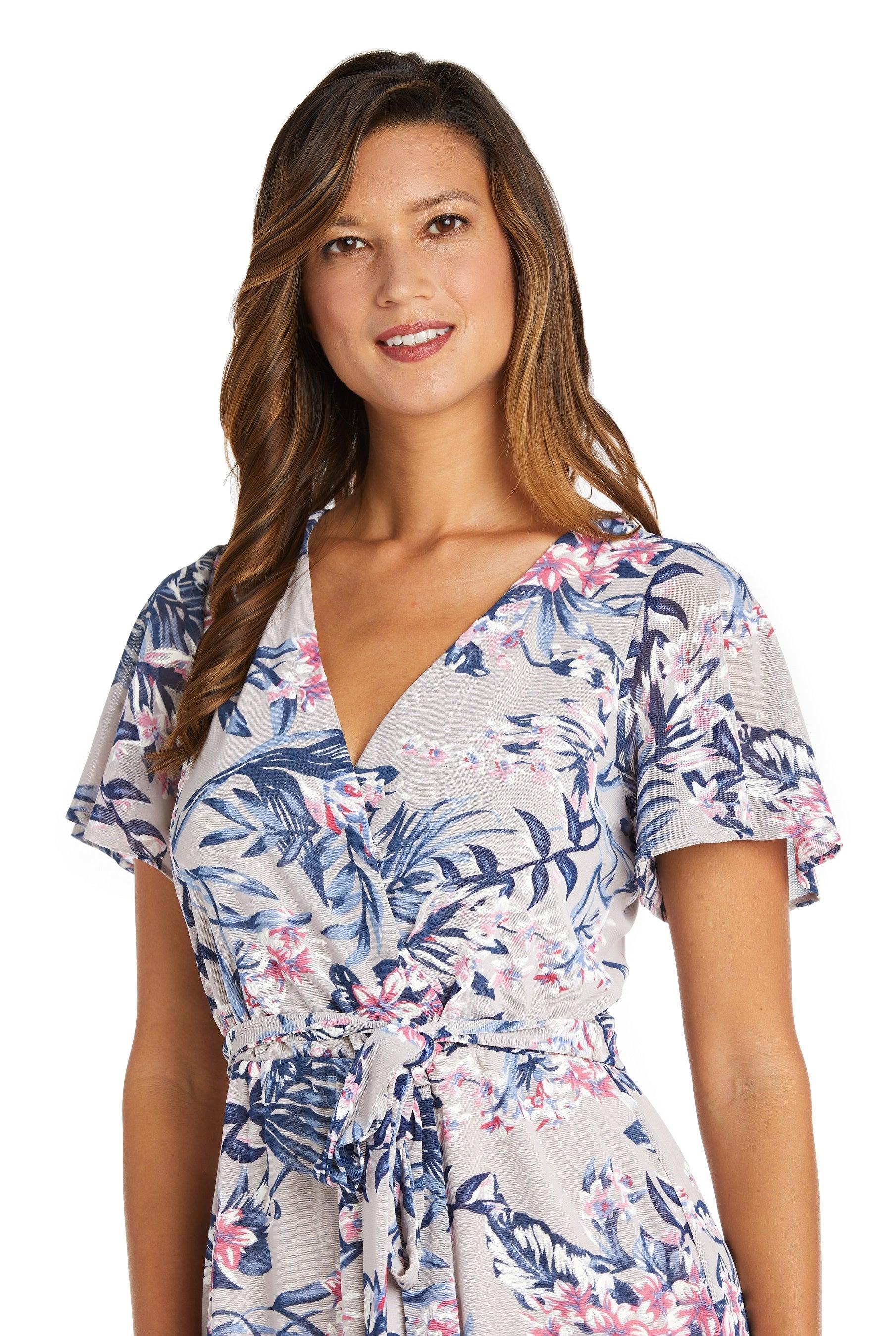 R&M Richards 9400 High Low Floral Print Dress