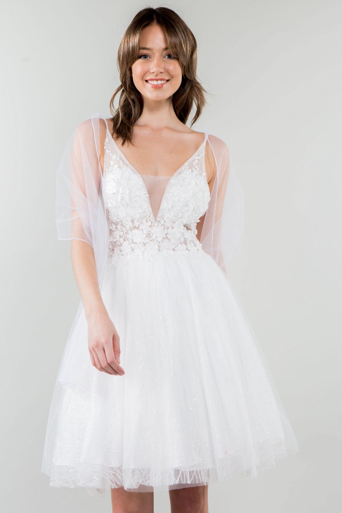 3D Floral Applique Short Homecoming Dress