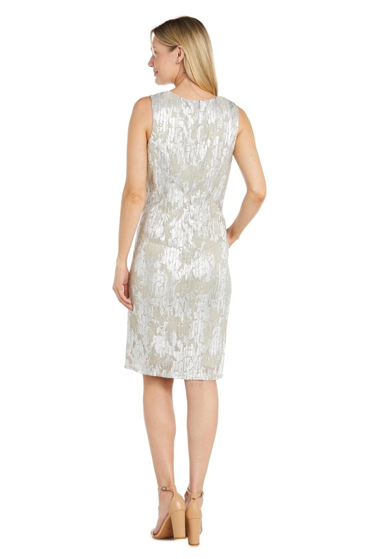 R&M Richards 1180P Short Petite Metallic Printed Jacket Dress