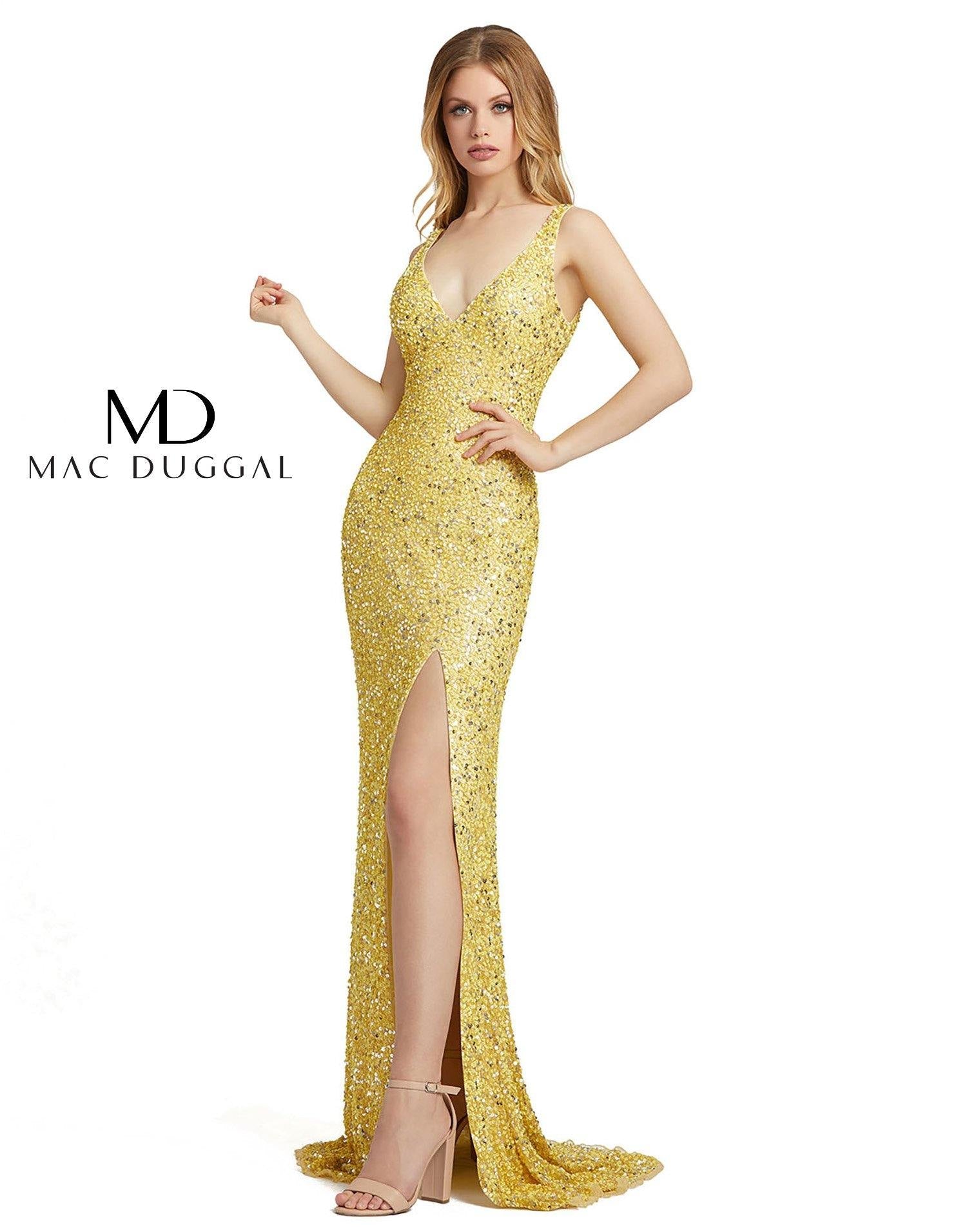 Mac Duggal 1068 Prom Long Sleeveless High Slit Gown