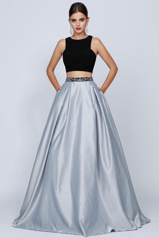 Quinceanera Long Ball Gown Beaded Two Piece Dress