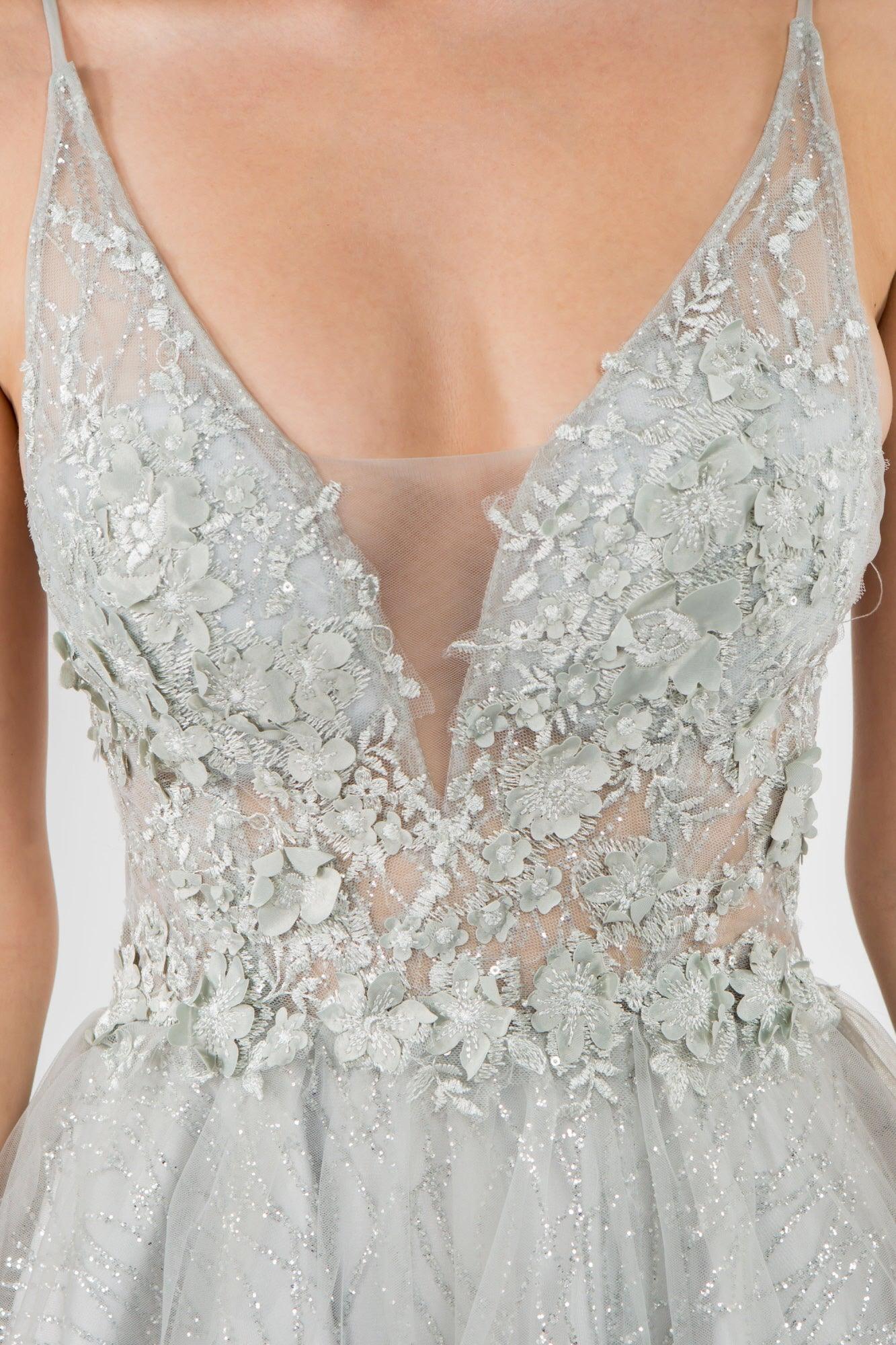 3D Floral Applique Short Homecoming Dress