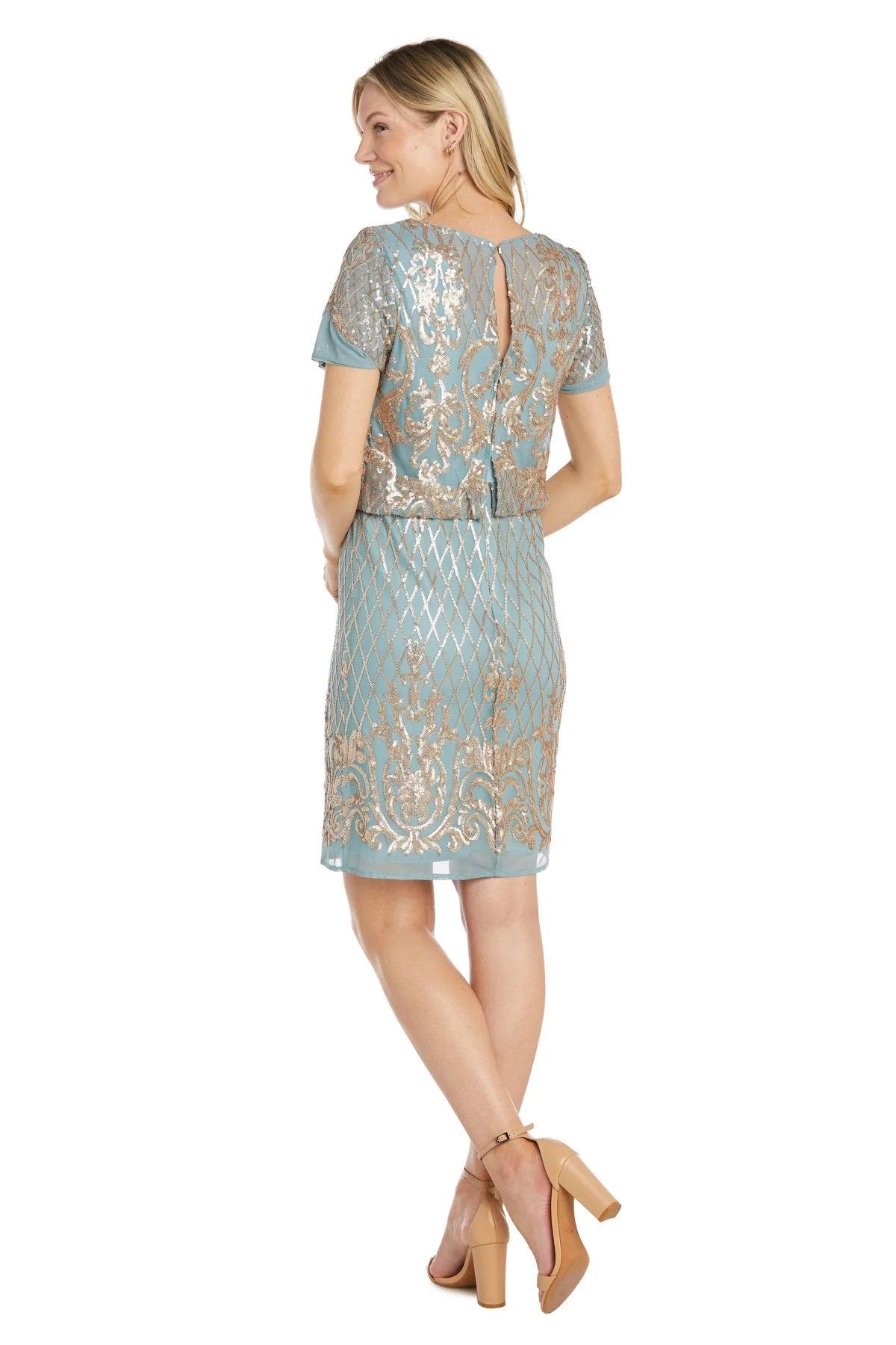 R&M Richards 1109 Short Sleeve Beaded Cocktail Dress