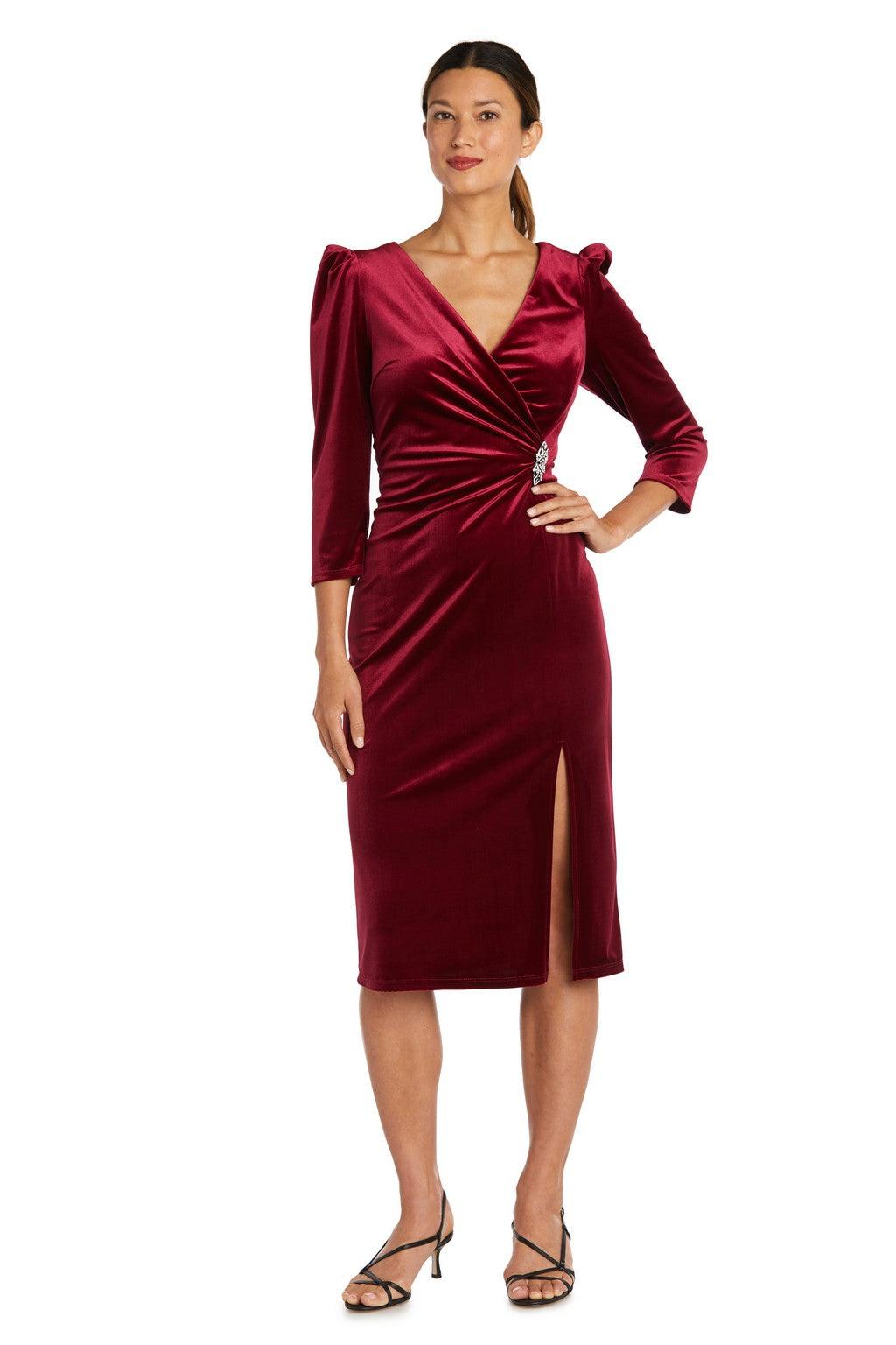 R&M Richards 9126 Short 3/4 Sleeve Velvet Cocktail Dress
