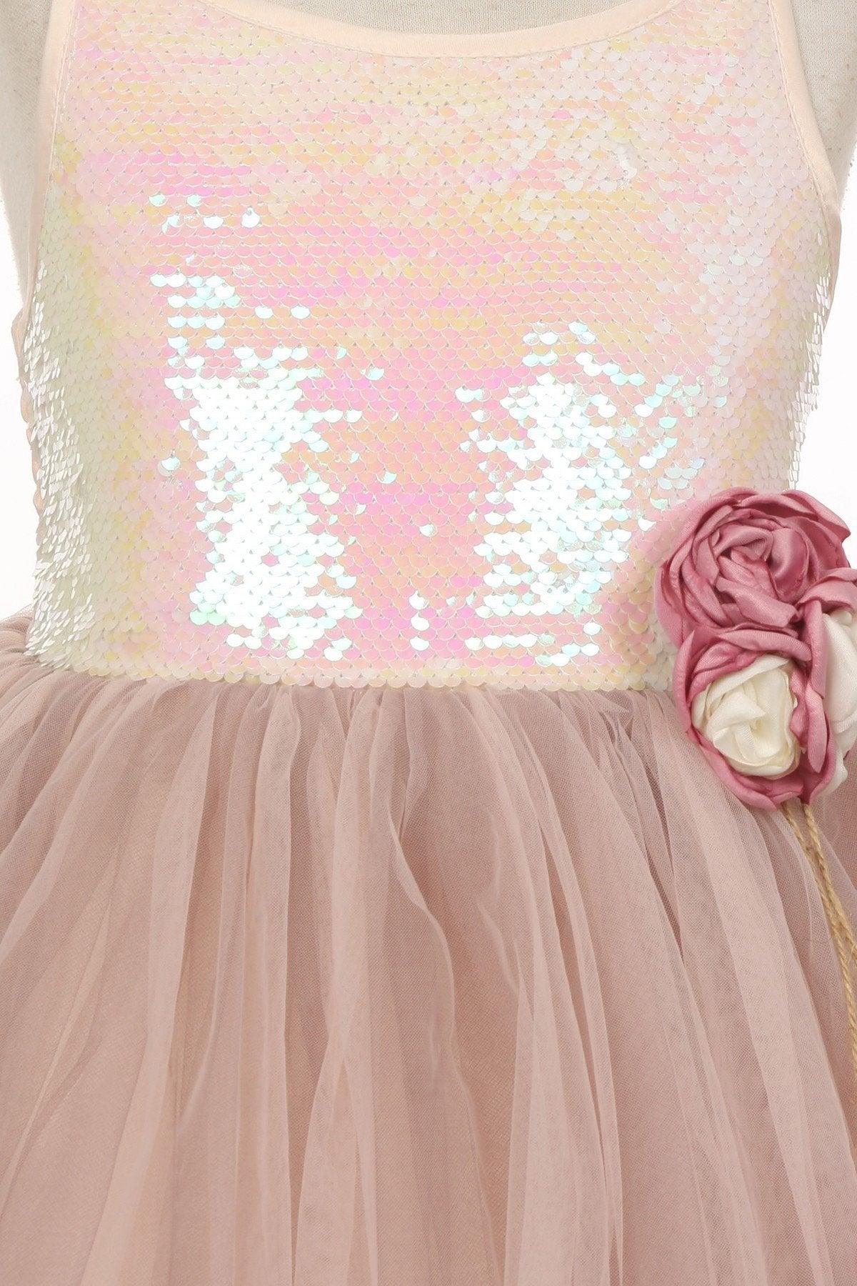 Sleeveless Short Sequins Flower Girl Dress