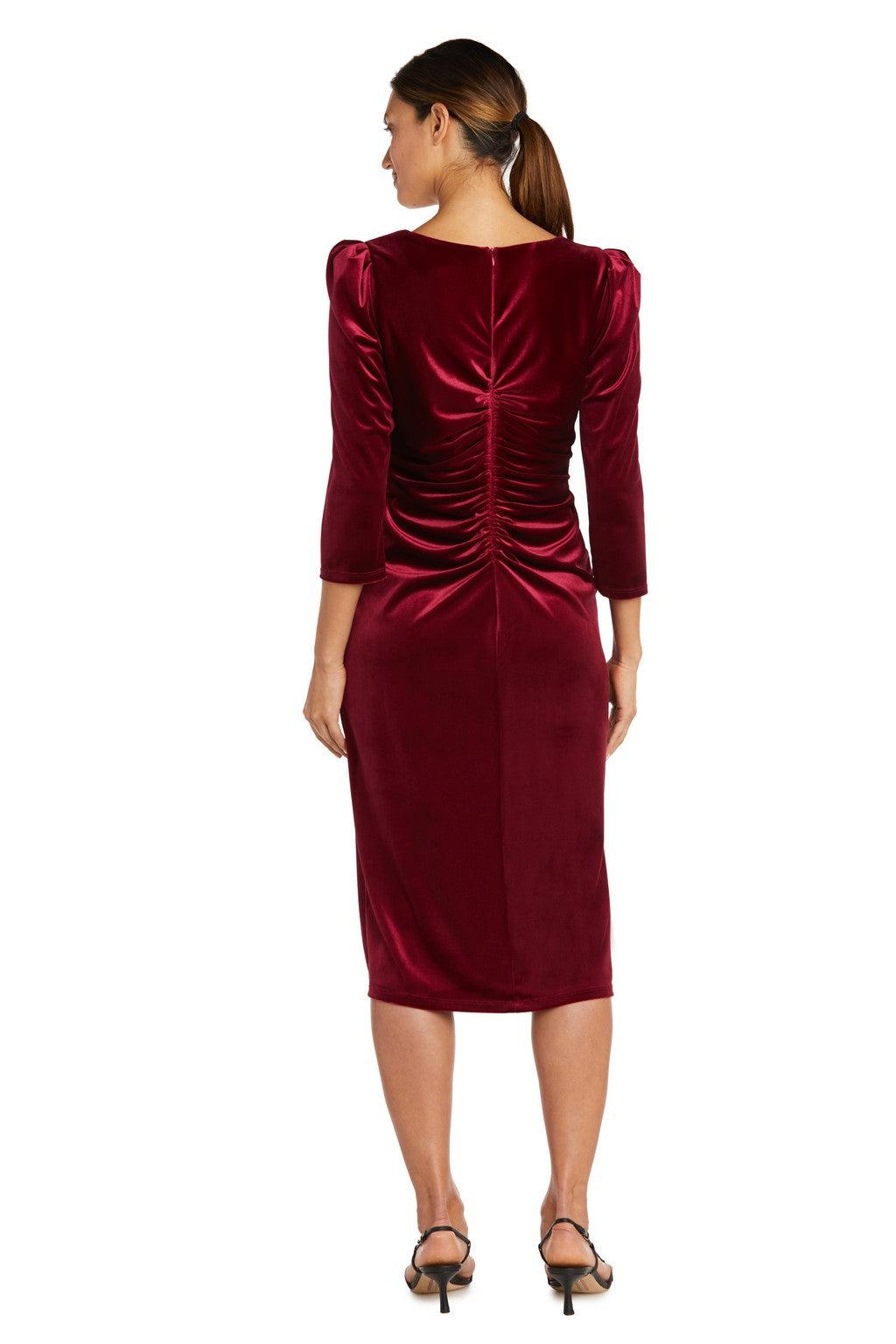 R&M Richards 9126 Short 3/4 Sleeve Velvet Cocktail Dress