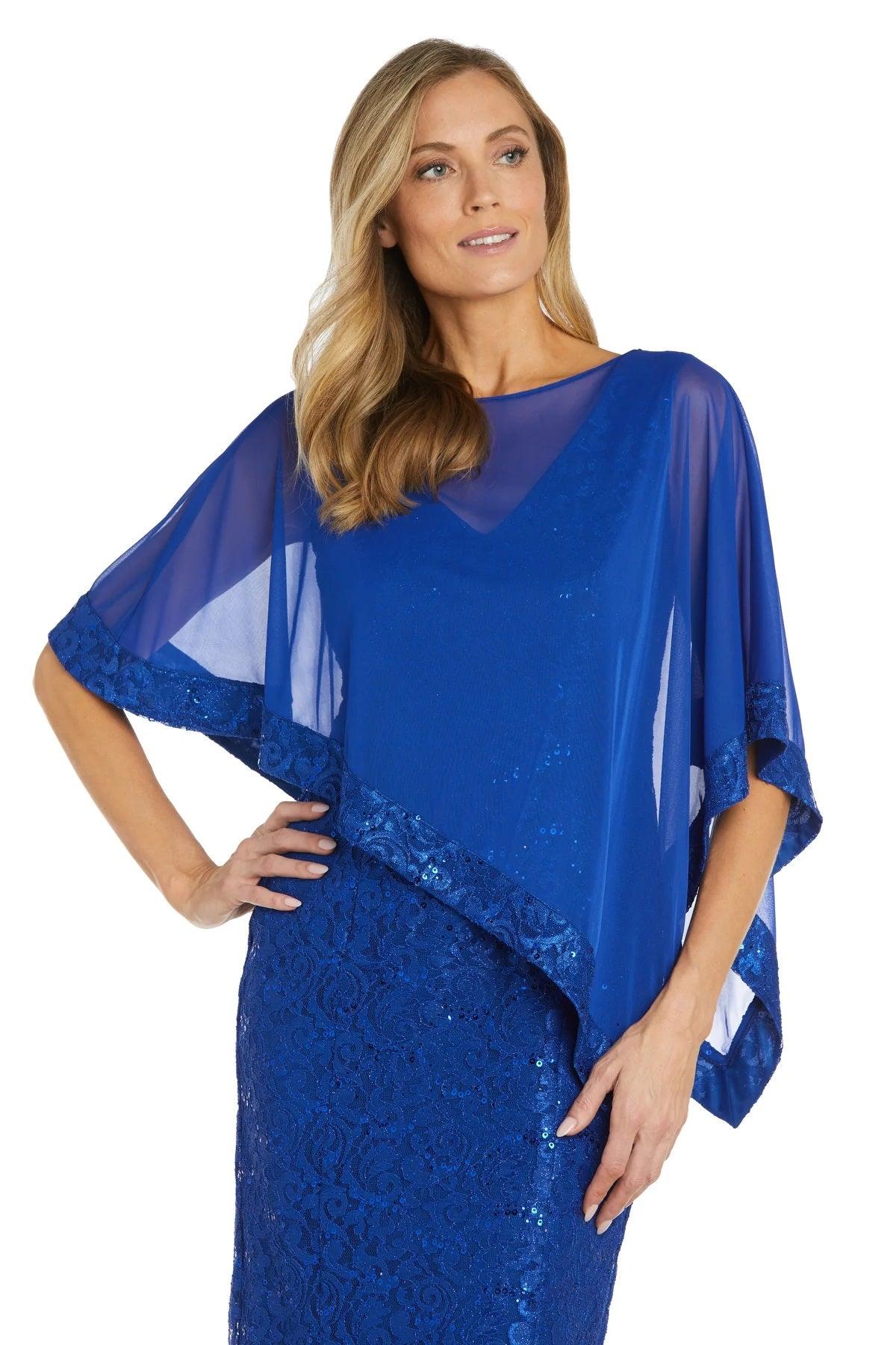 R&M Richards 2857P Short Petite Lace Poncho Cocktail Dress