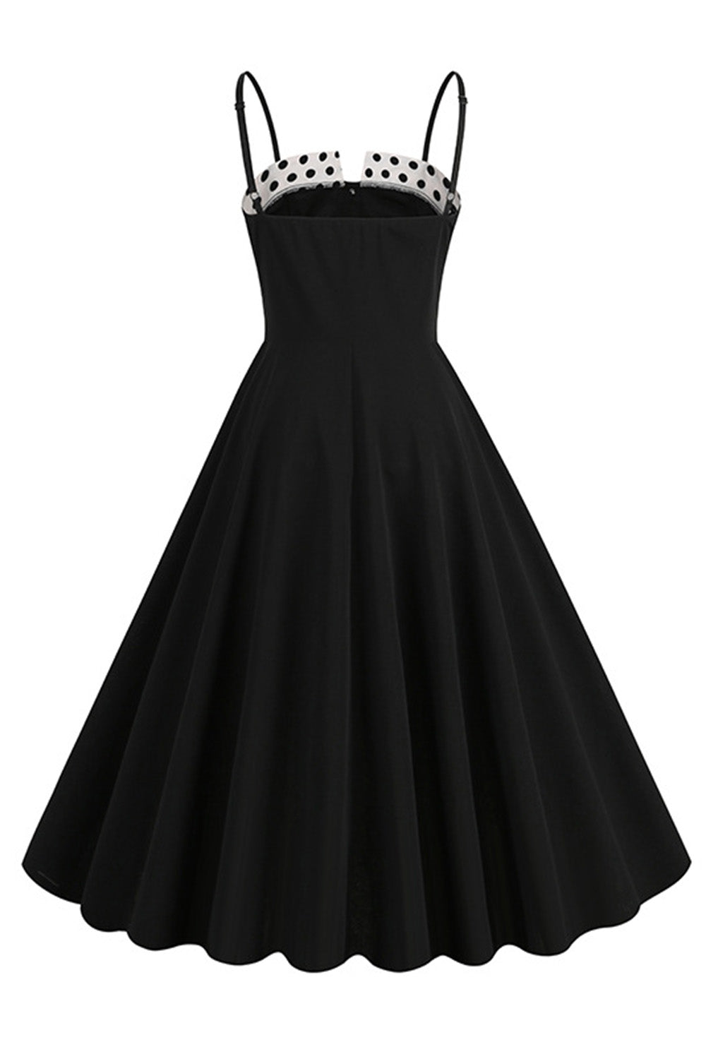 Black Spaghetti Straps 1950s Dress With Sleeveless