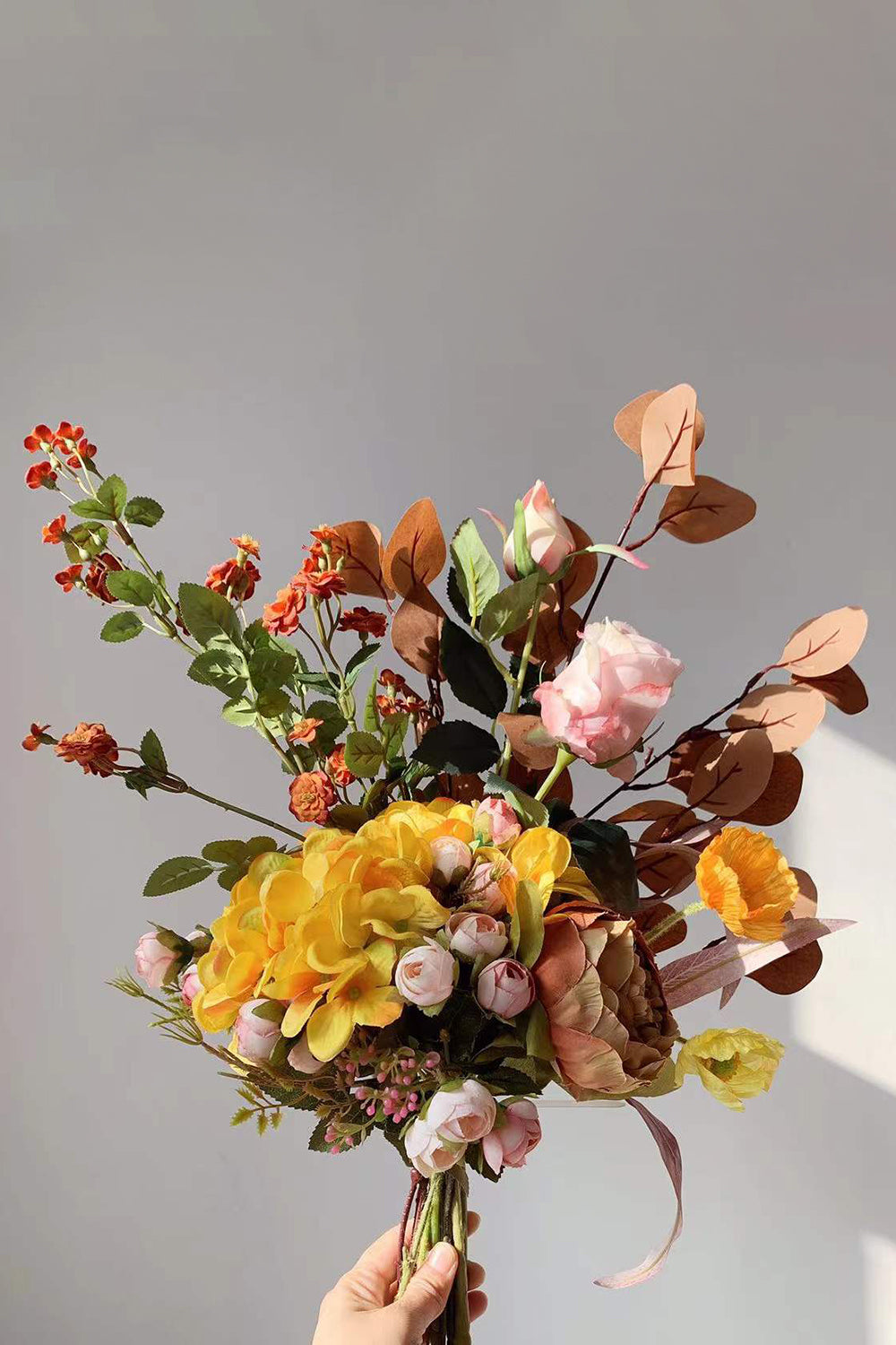 Rust Orange Faux Bridal Bouquet(Vase not Included)