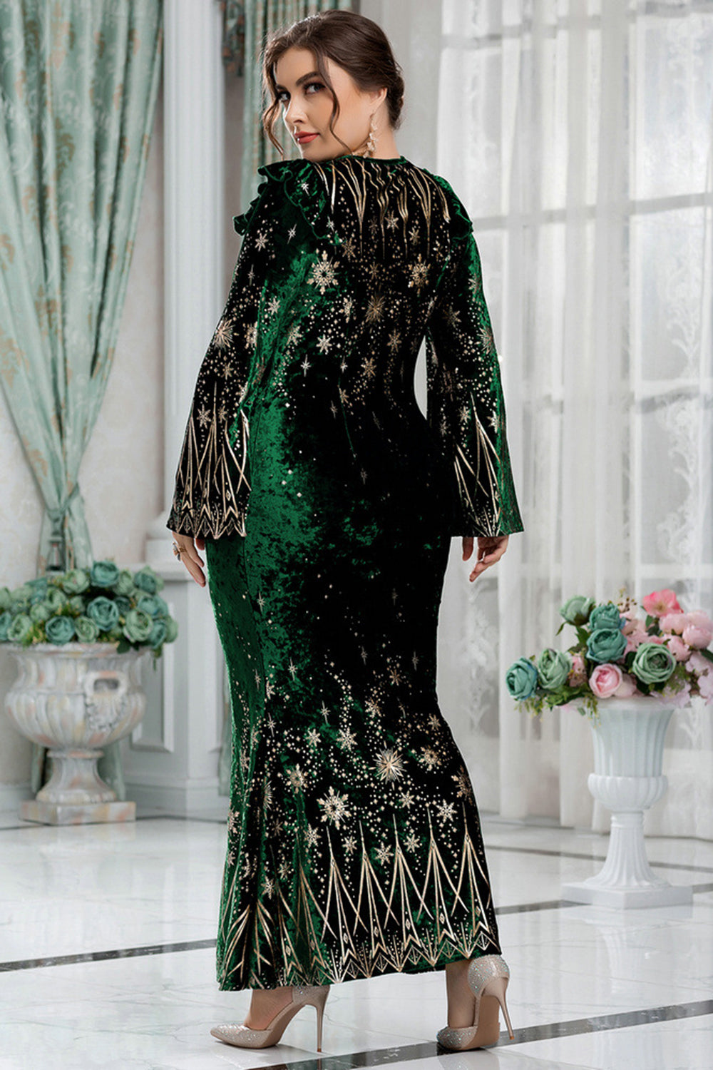 Plus Size Sparkly Velvet Mother of the Bride Dress