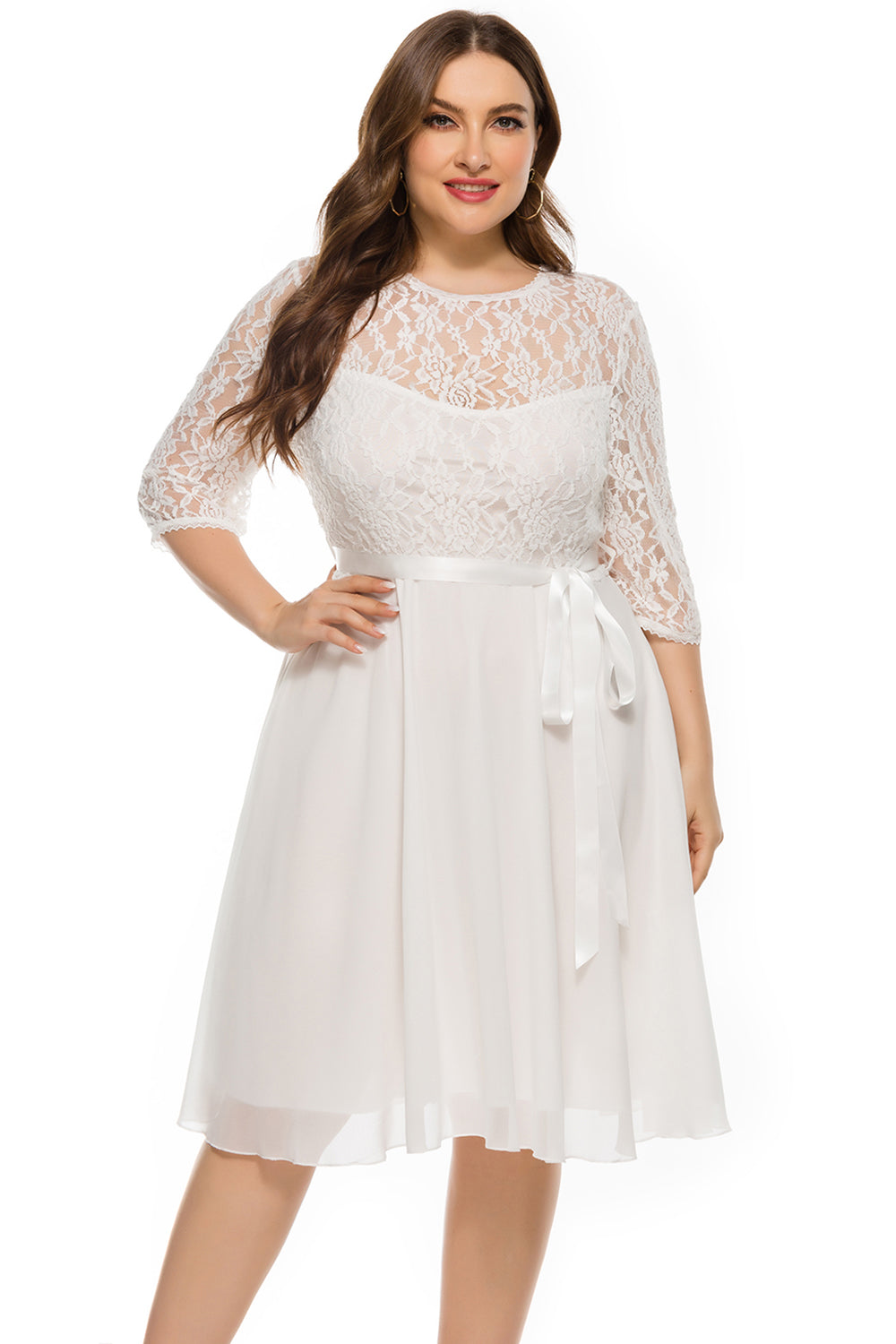 Plus Size Burgundy Lace Party Dress