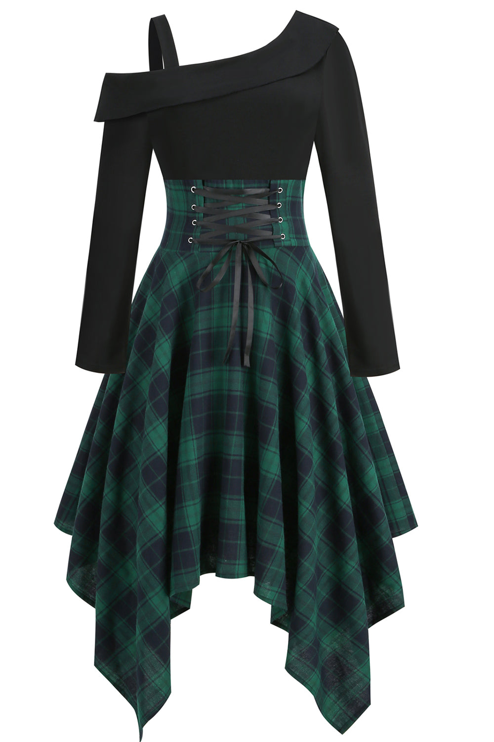 Green Plaid Halloween Vintage Dress