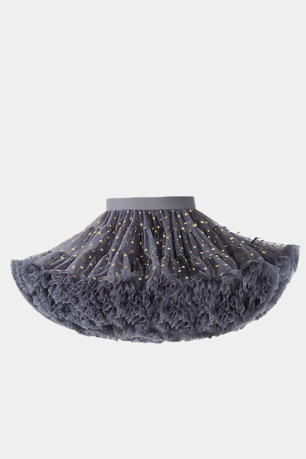 Sparkly Dark Grey Ruffled Tutu Stars Girl Skirt