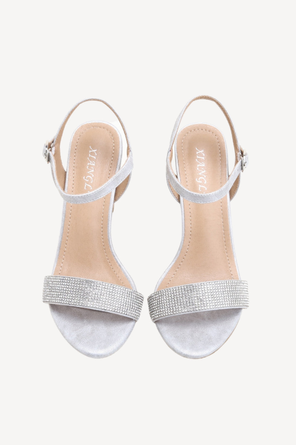 Rhinestone One Strap Chunky High Heel Sandals