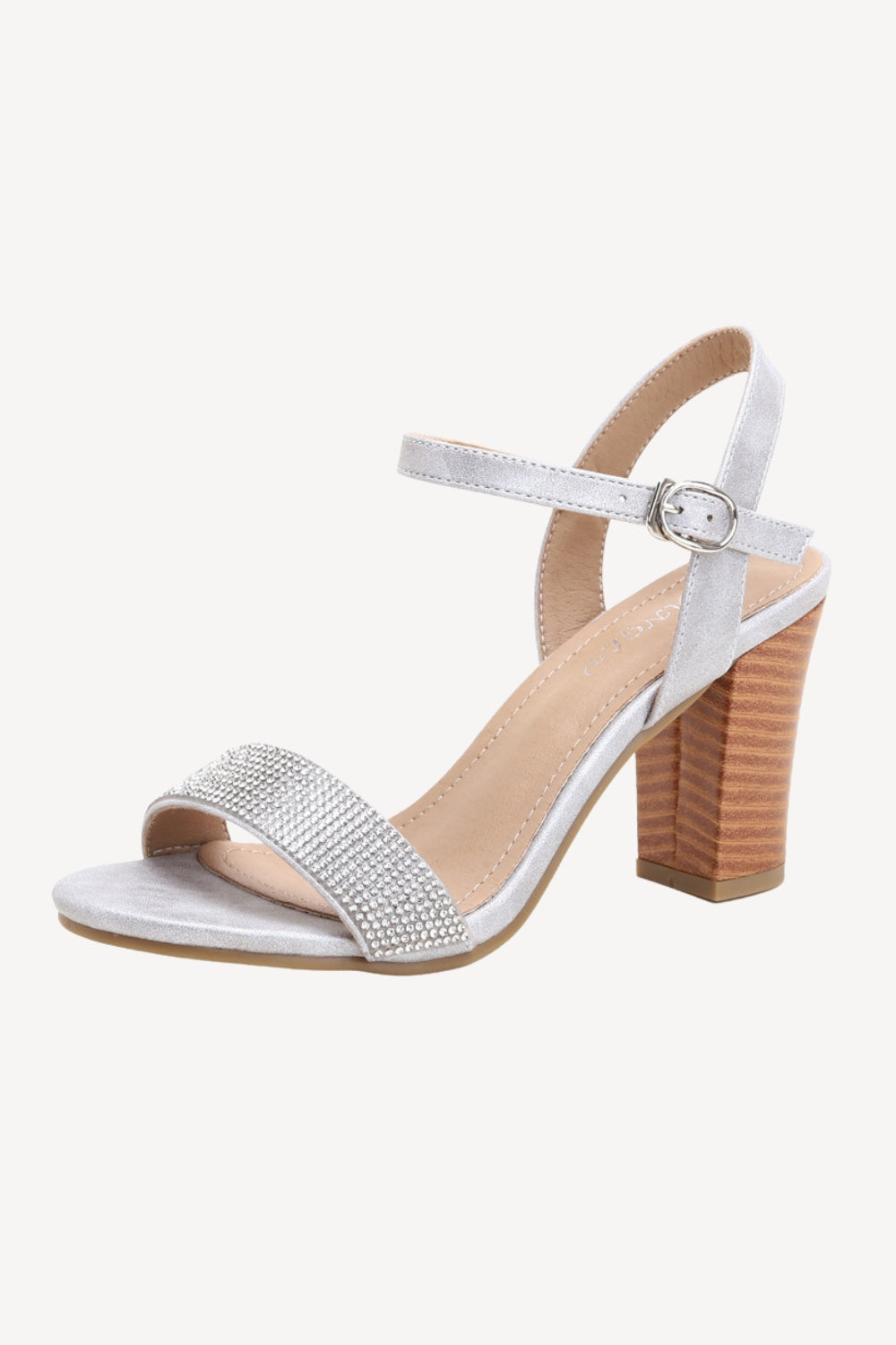 Rhinestone One Strap Chunky High Heel Sandals