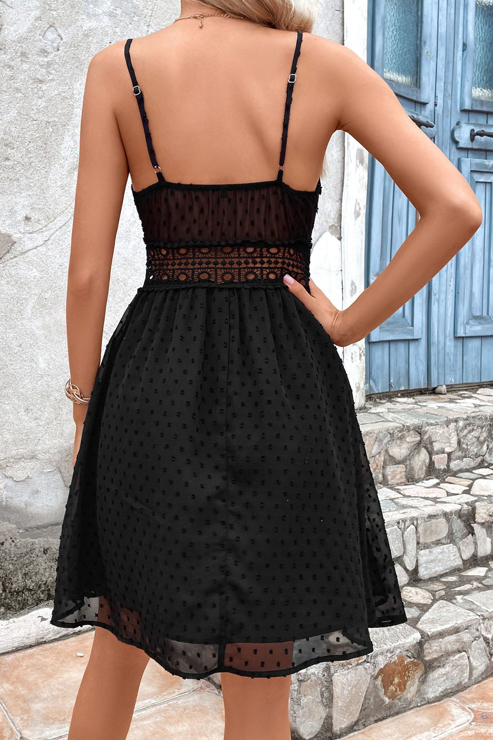 Black Spaghetti Straps A Line Summer Dress