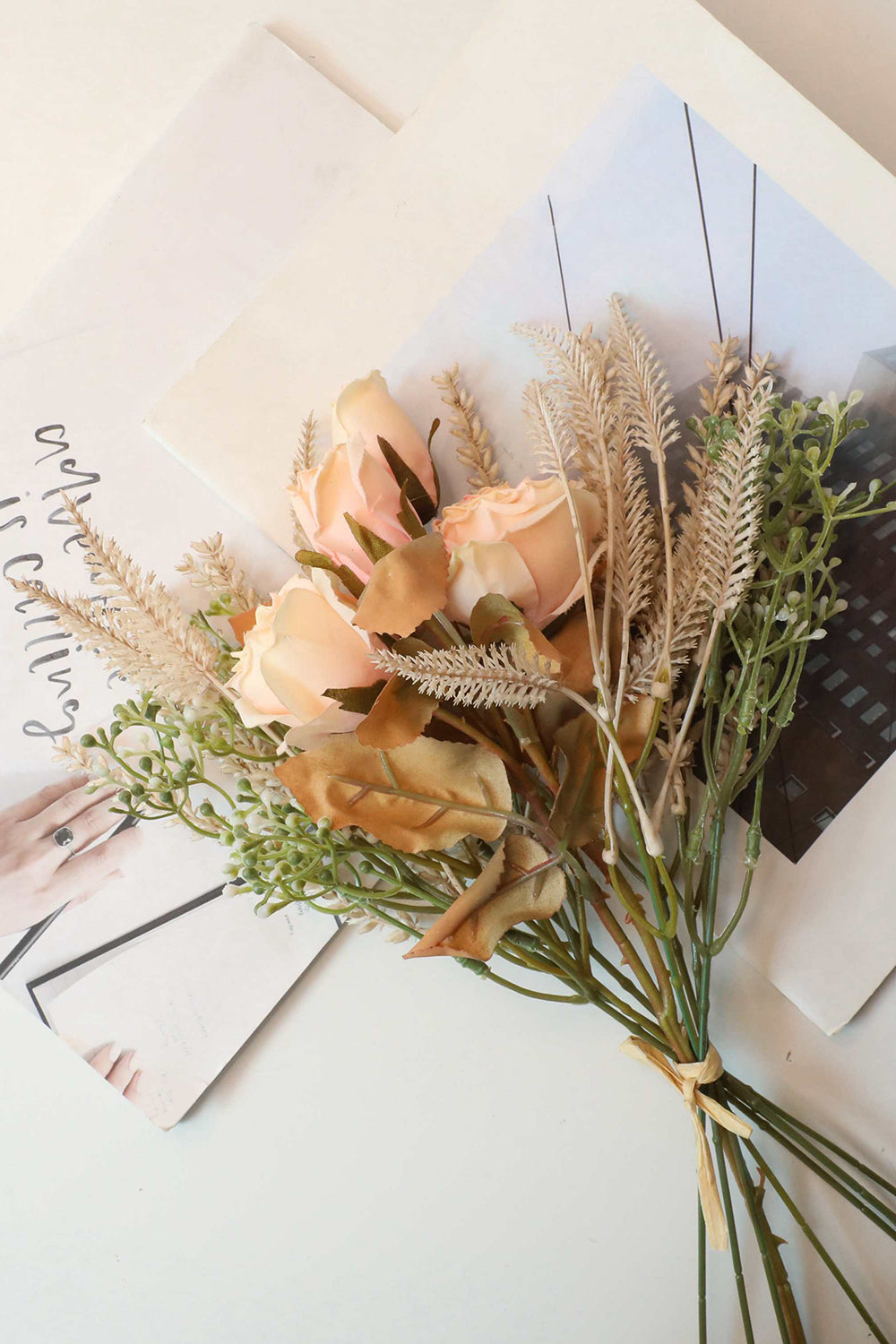 Straw Flowers Wedding Bouquet