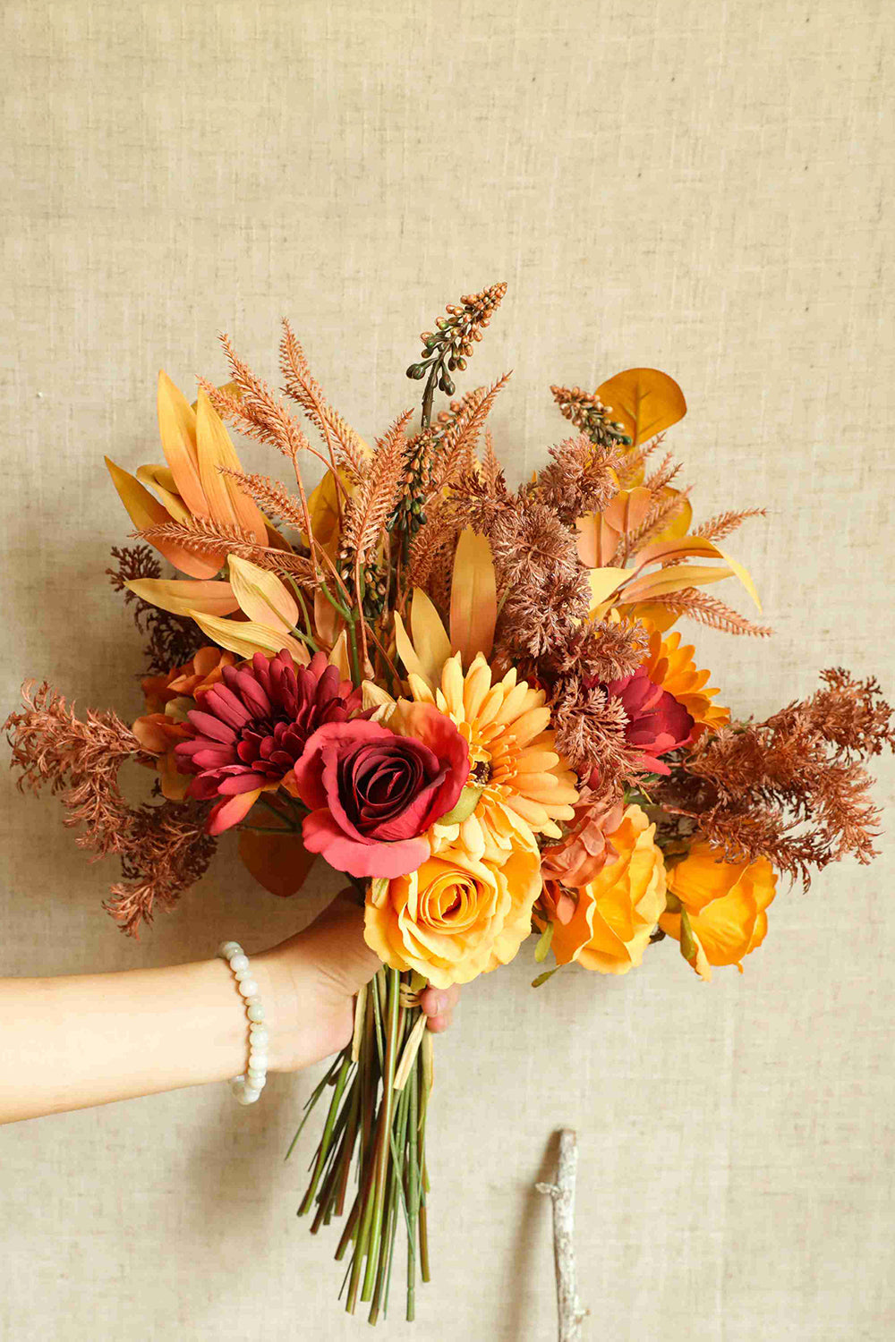 Rust Orange Bridal Bouquet(Vase not Included)