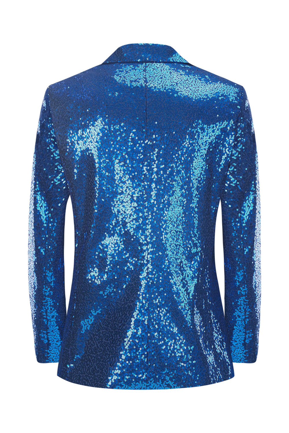 Men's Royal Blue Sparkly Sequin Peak Lapel Prom Blazer