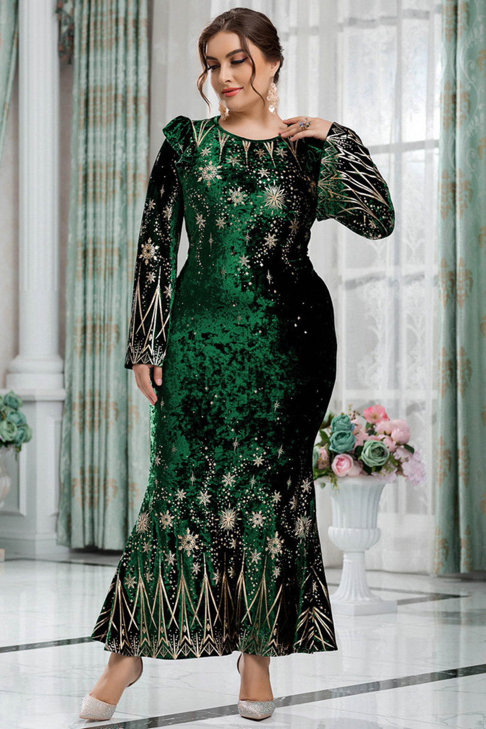 Plus Size Sparkly Velvet Mother of the Bride Dress