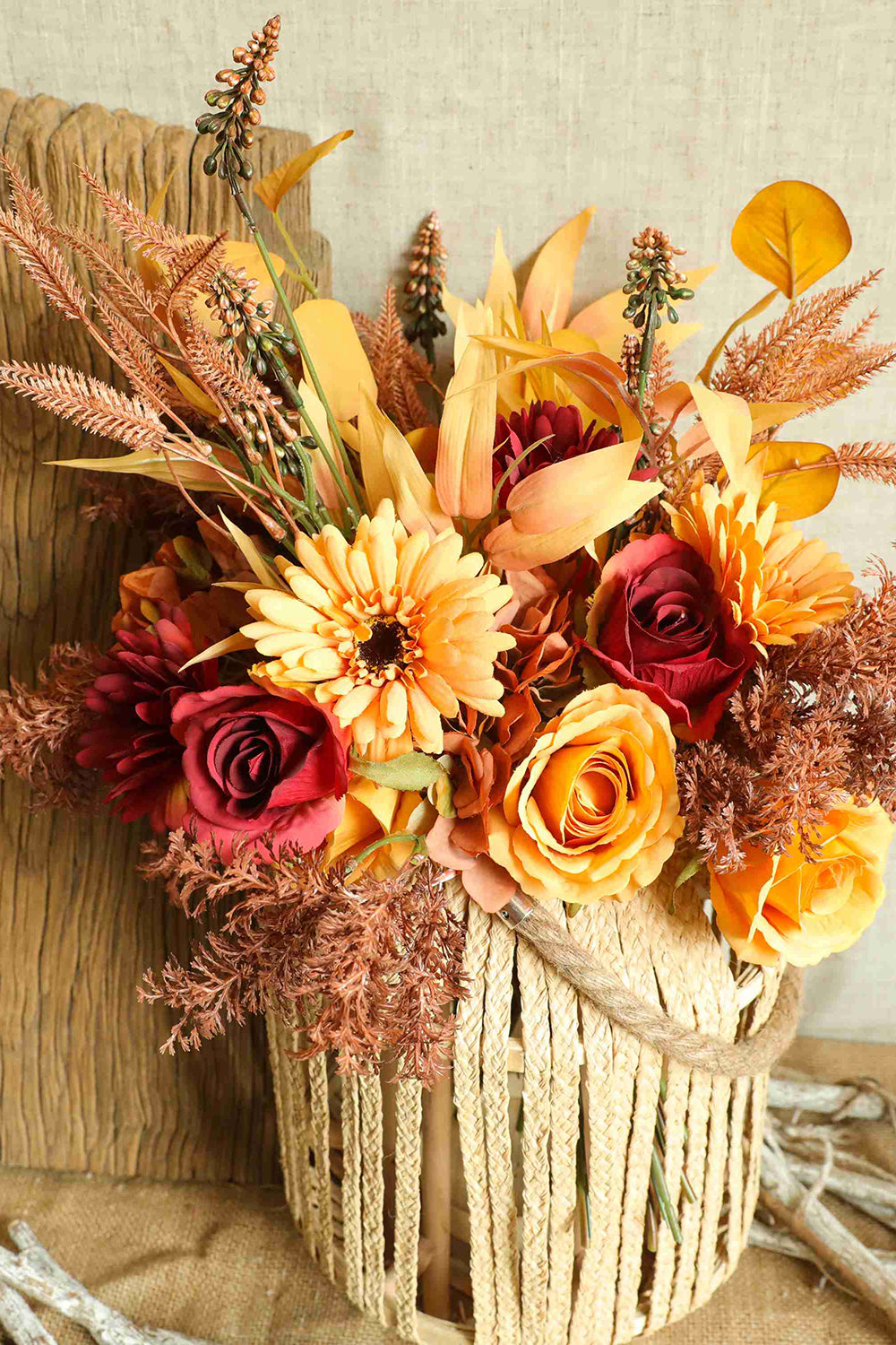 Rust Orange Bridal Bouquet(Vase not Included)