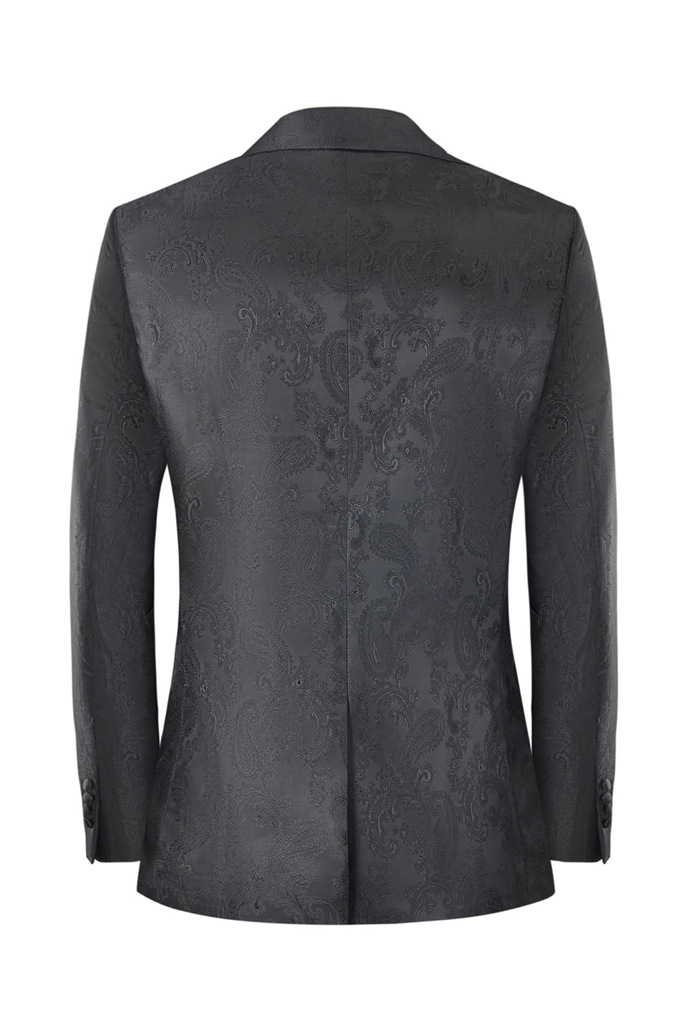 Men's Black Jacquard 2-Piece Peak Lapel Prom Suits