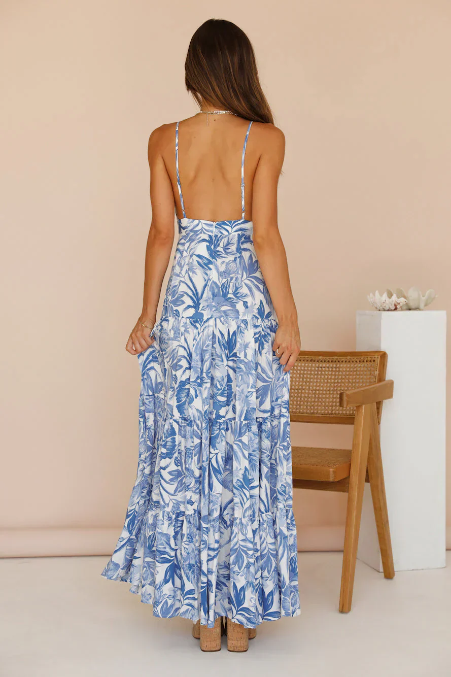 Kiah Maxi Dress Blue Floral