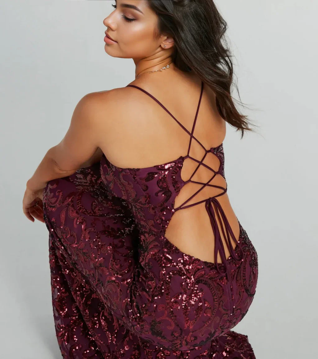 Bethanie Formal Sequin V-Neck Mermaid Dress