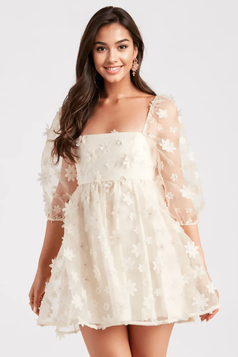 Dreaming Of Daisies Organza Babydoll Dress