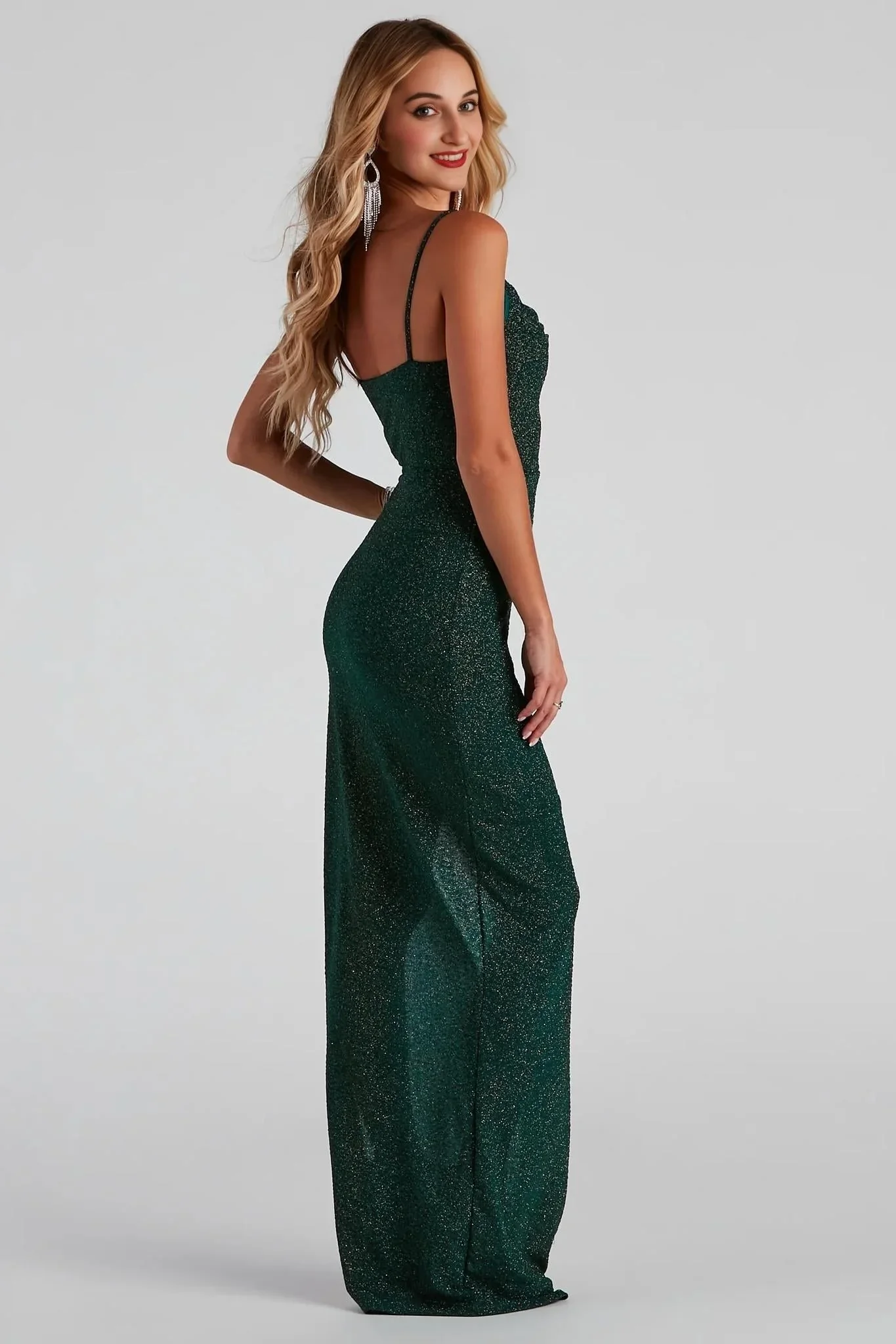 Lola Formal High Slit Glitzy Glitter Dress