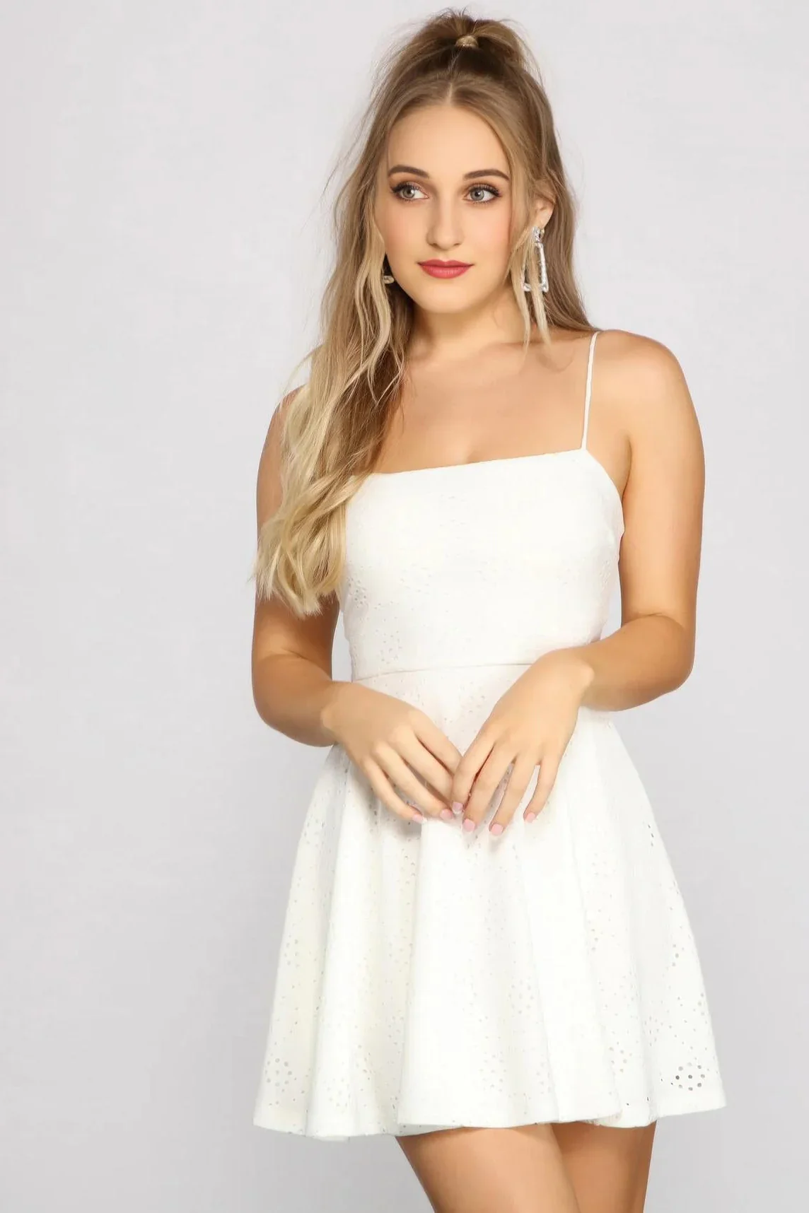 Twirl And Stun Eyelet Skater Dress