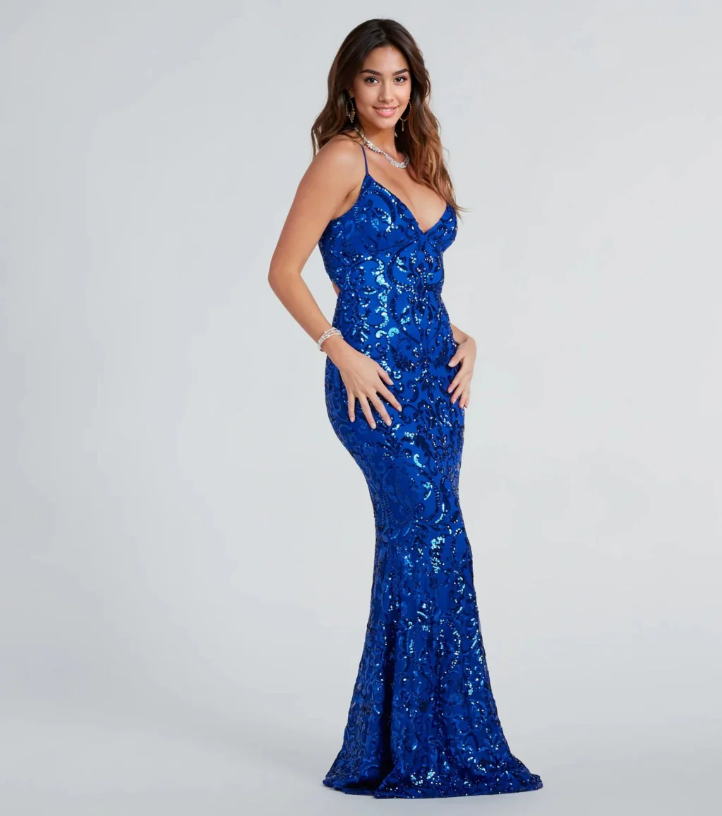 Bethanie Formal Sequin V-Neck Mermaid Dress