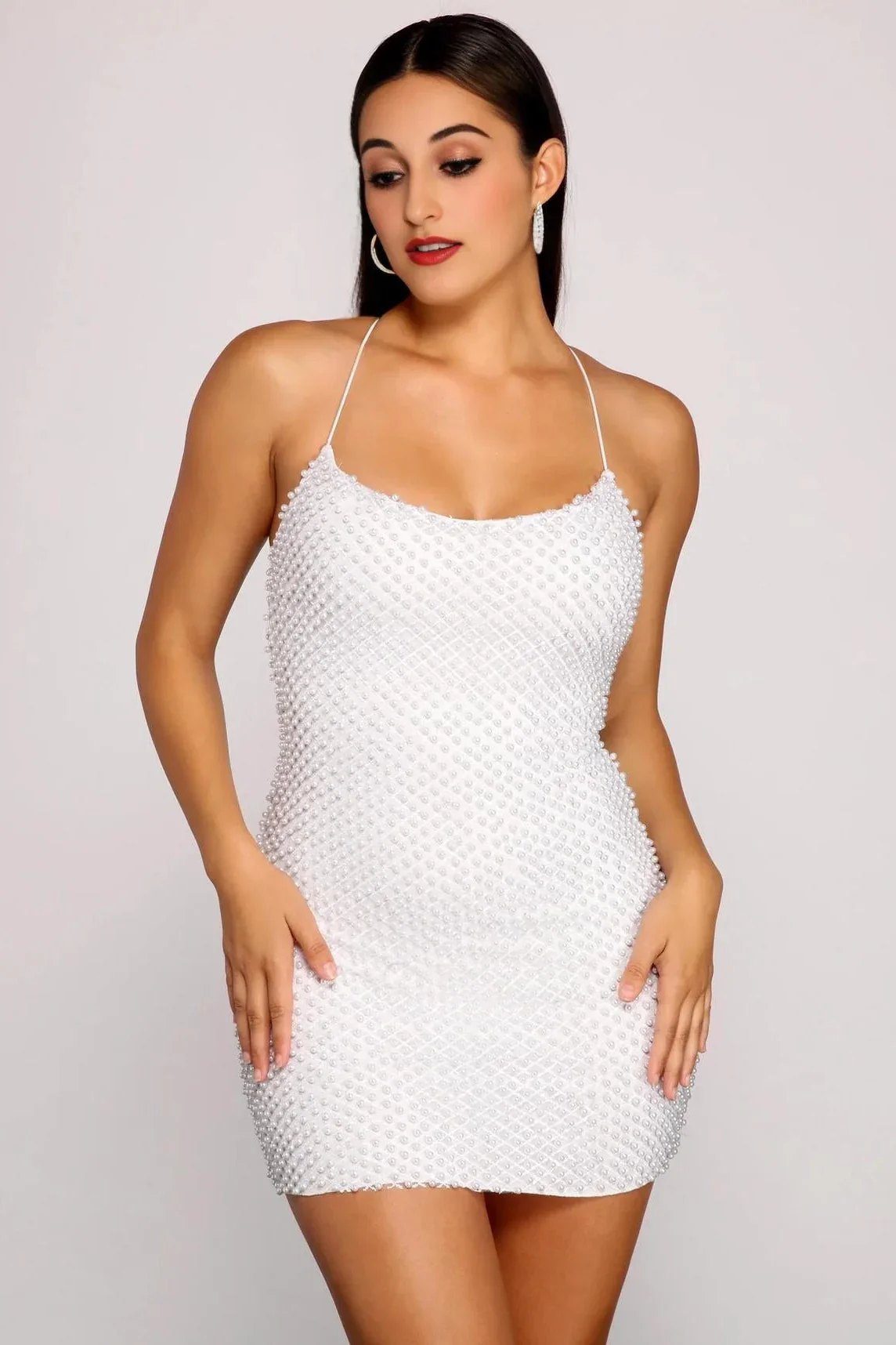 Brigitta Pearl Embroidered Mini Dress