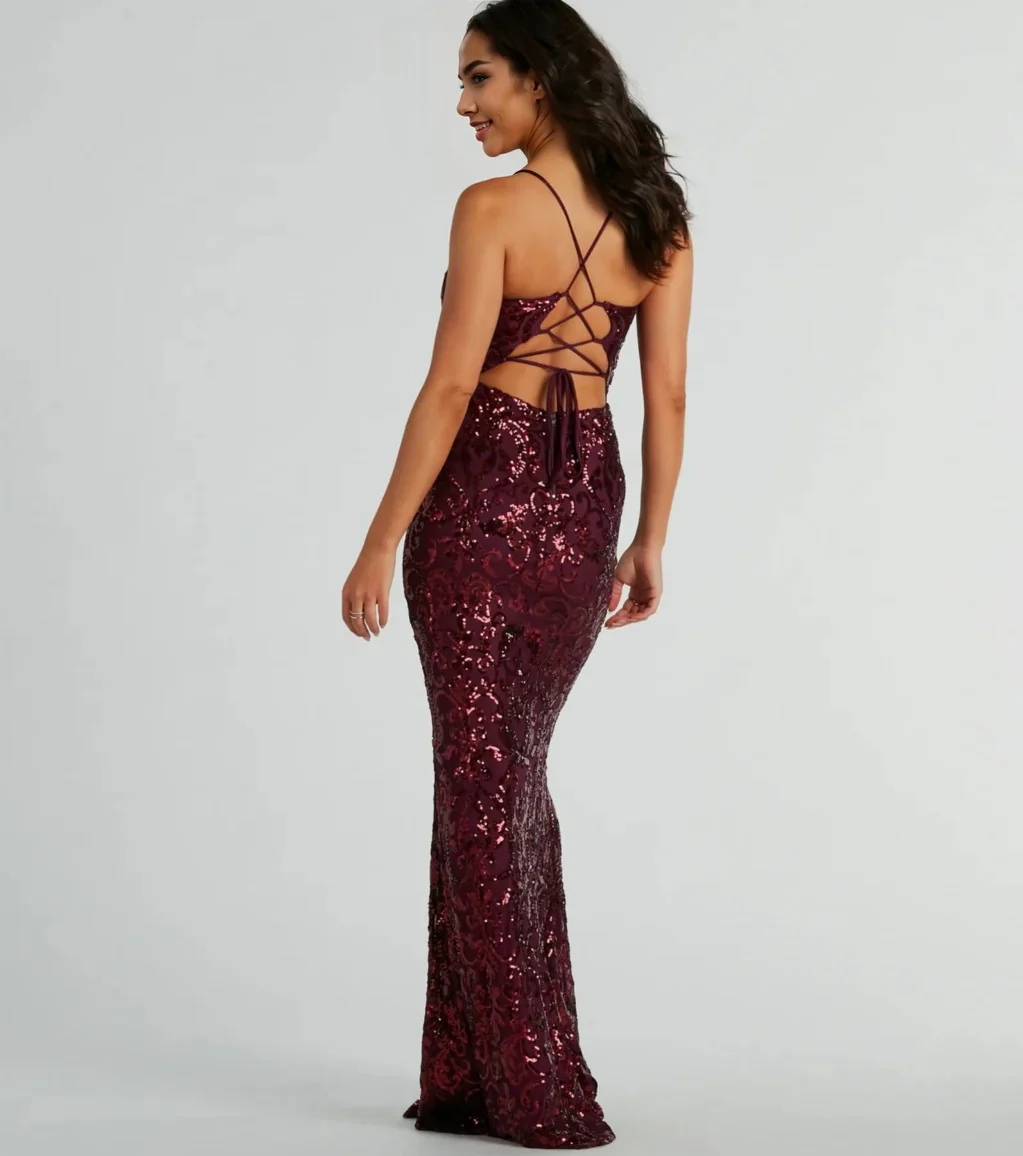 Bethanie Formal Sequin V-Neck Mermaid Dress