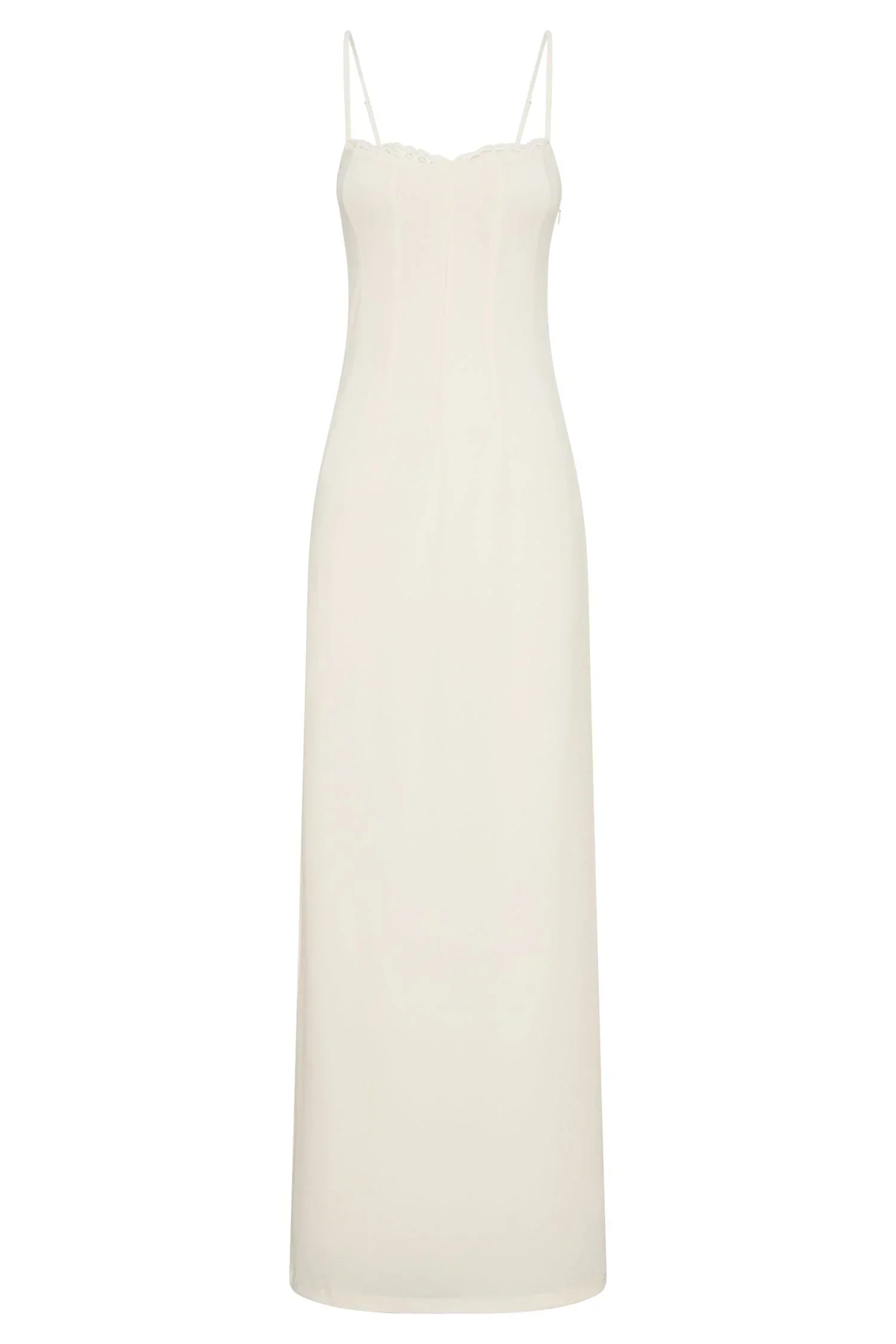 Lace Trim Maxi Dress - Bone