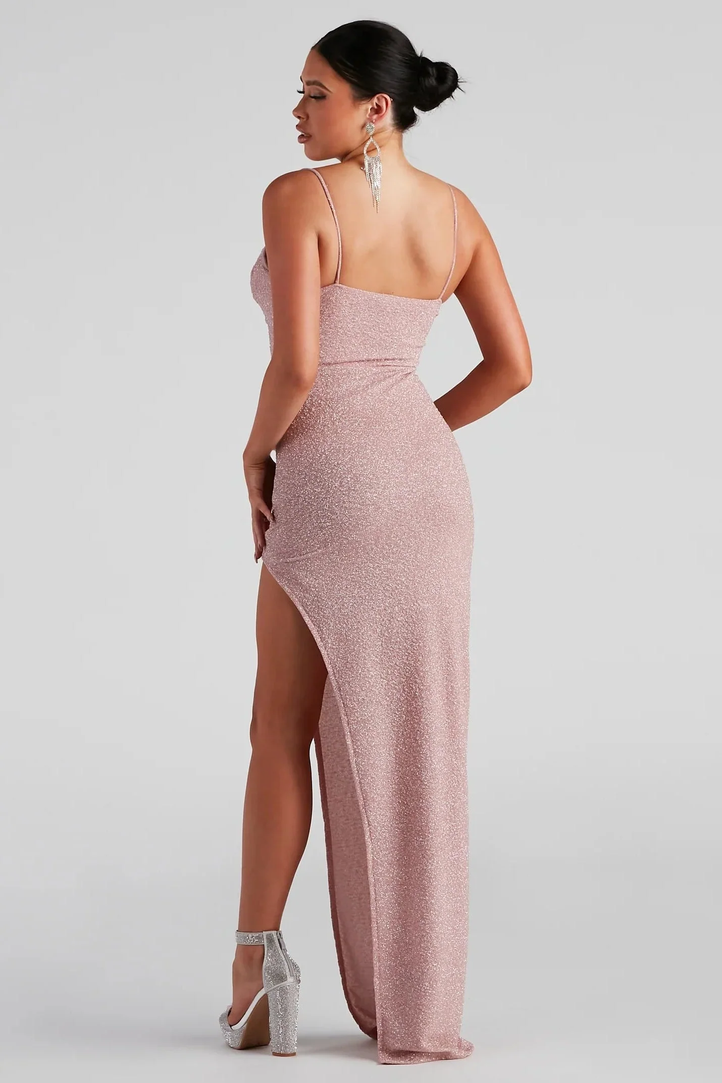 Lola Formal High Slit Glitzy Glitter Dress