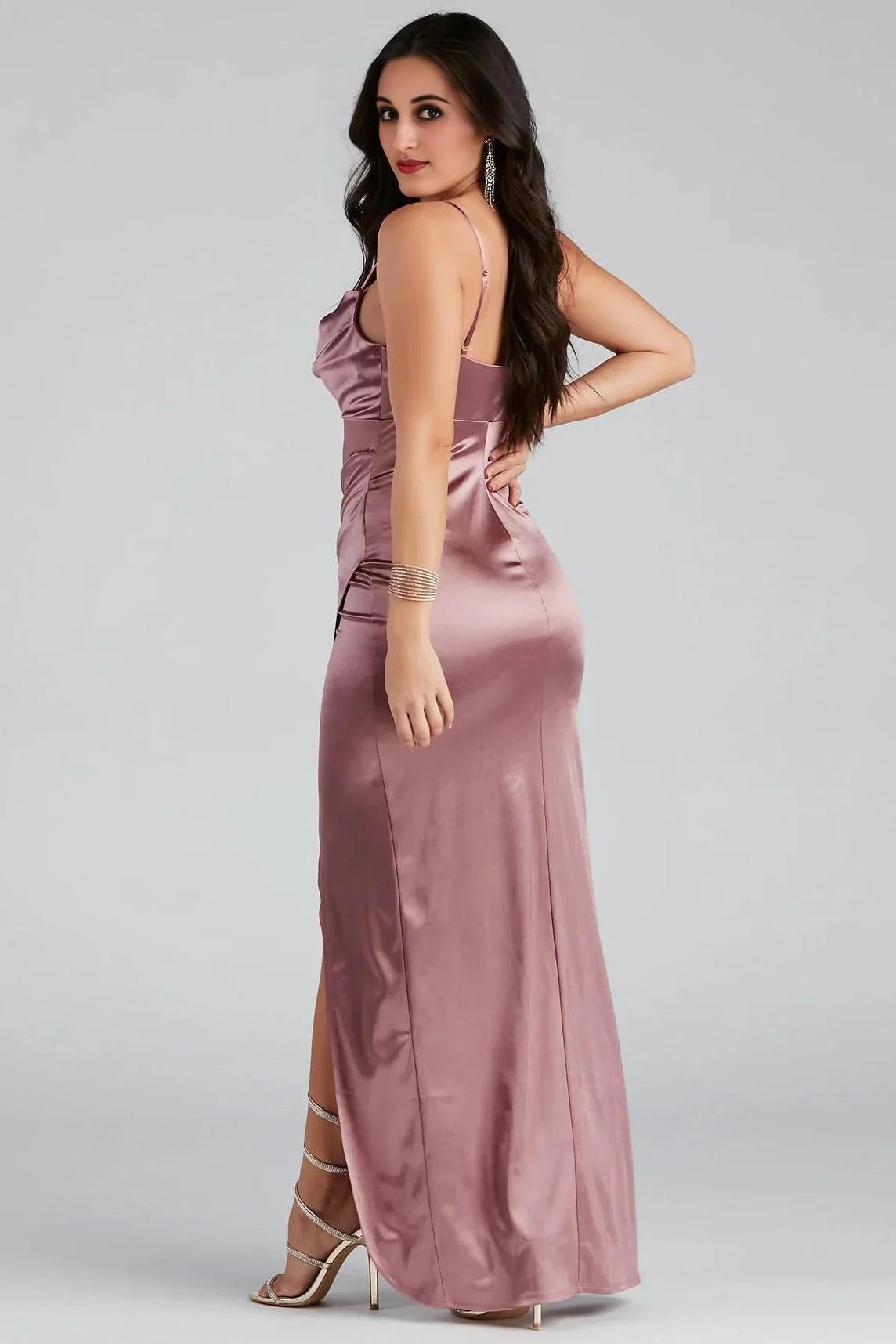 Annabelle Knit Satin Formal Dress