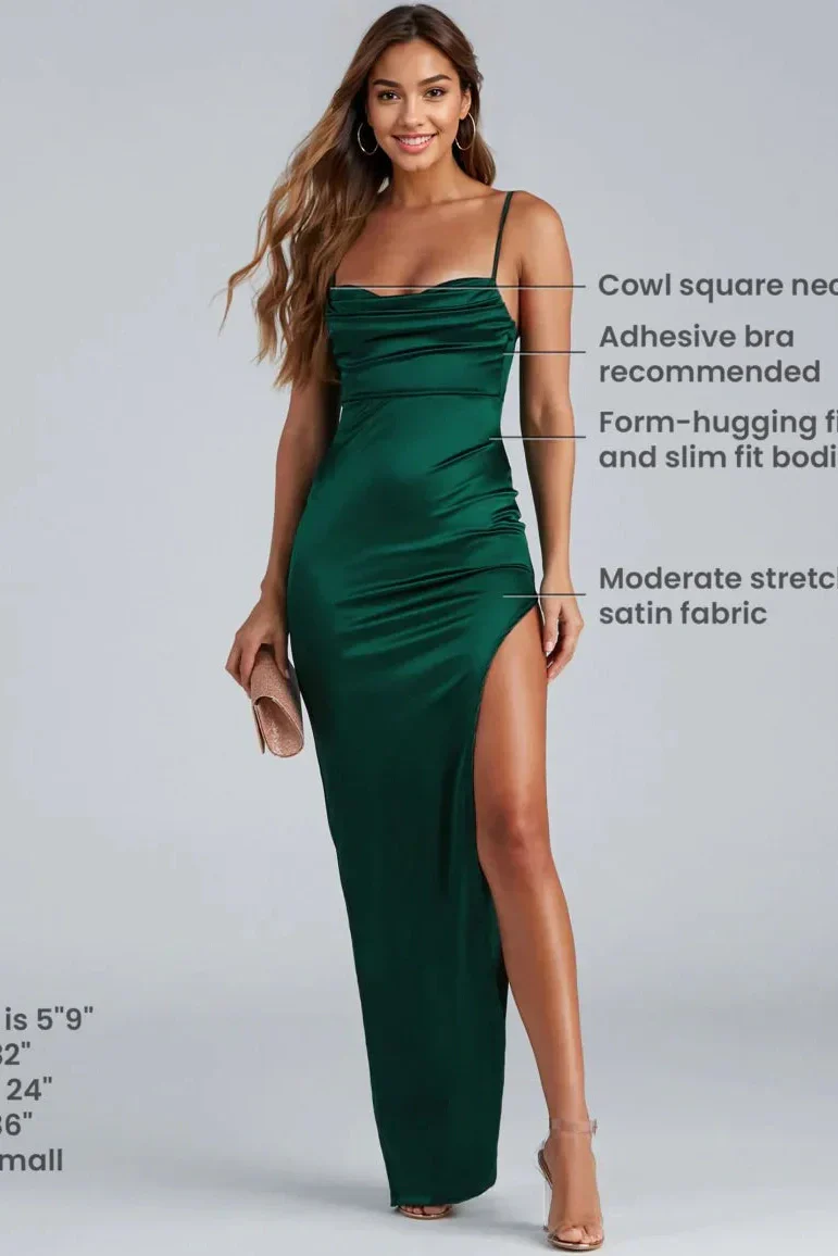 Lola High Slit Satin Dress