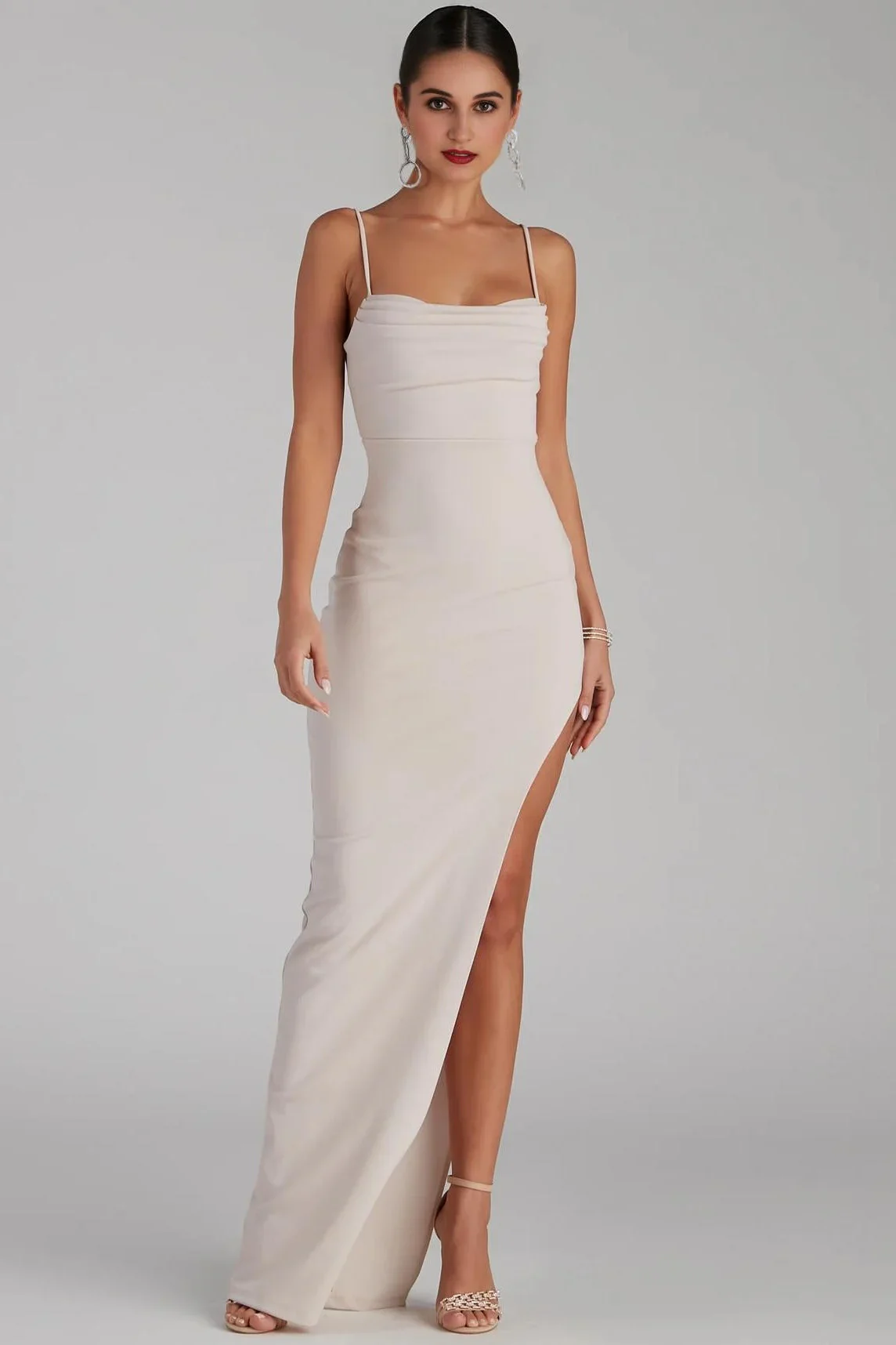 Lola High Slit Crepe Dress