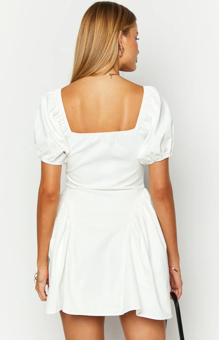 Emma White Puff Sleeve Mini Dress