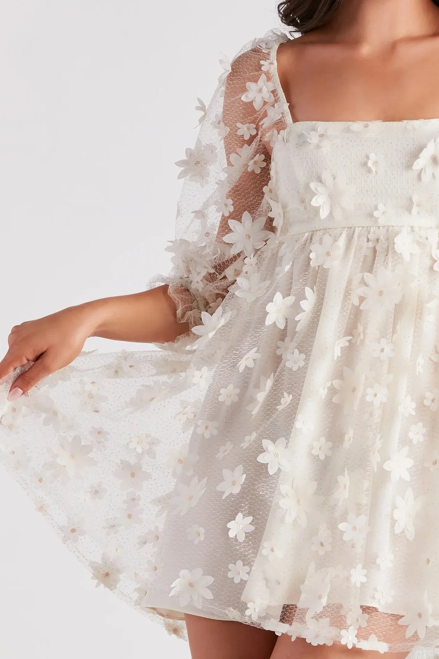 Sunshine Daisy Flower Mesh Skater Dress