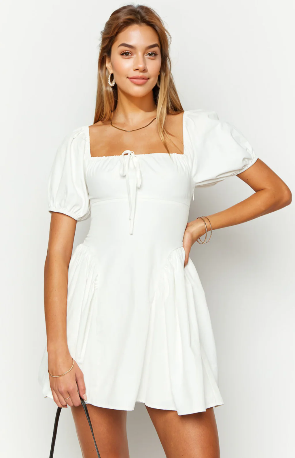 Emma White Puff Sleeve Mini Dress