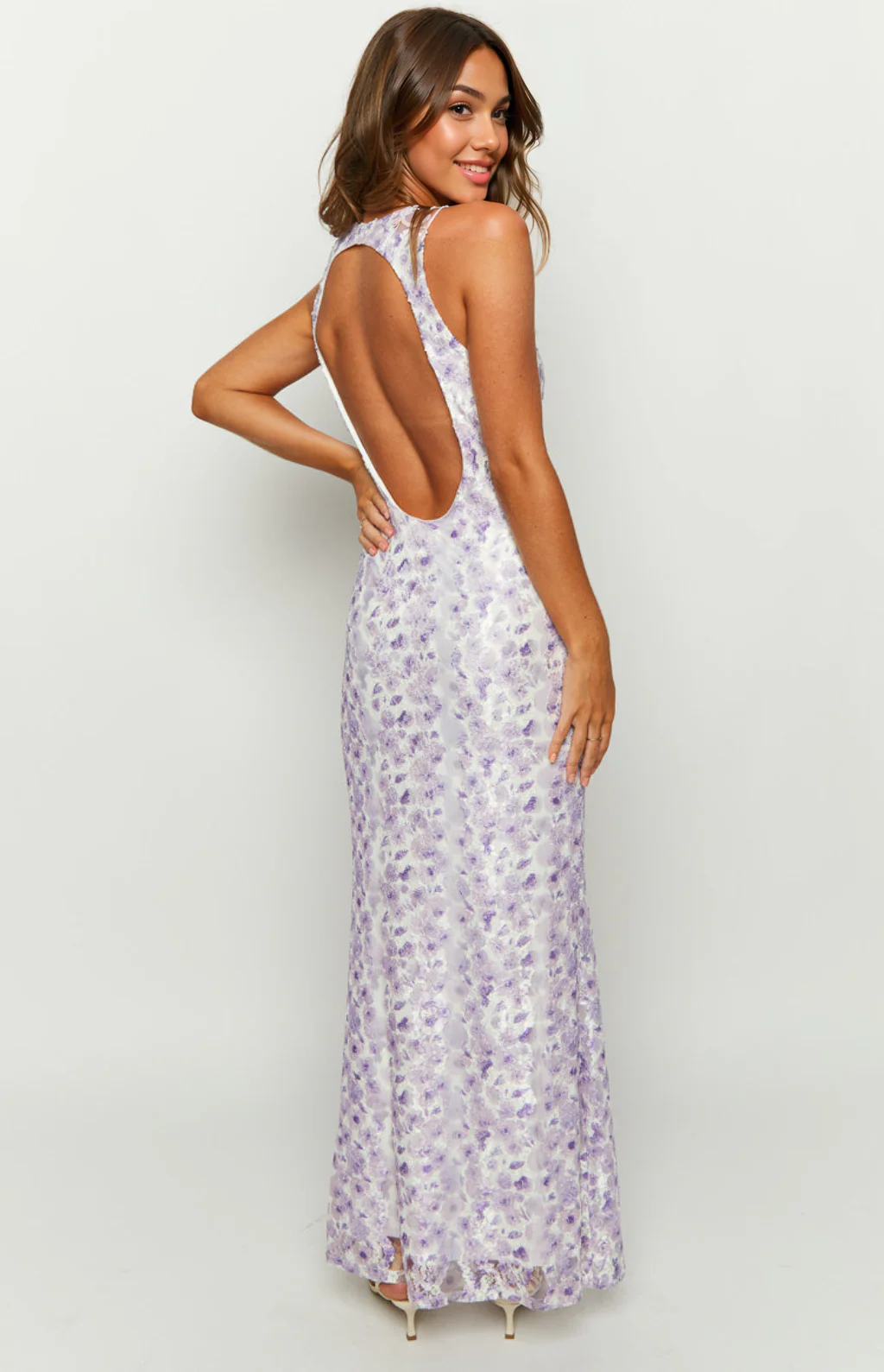 Farida Purple Lace Maxi Dress