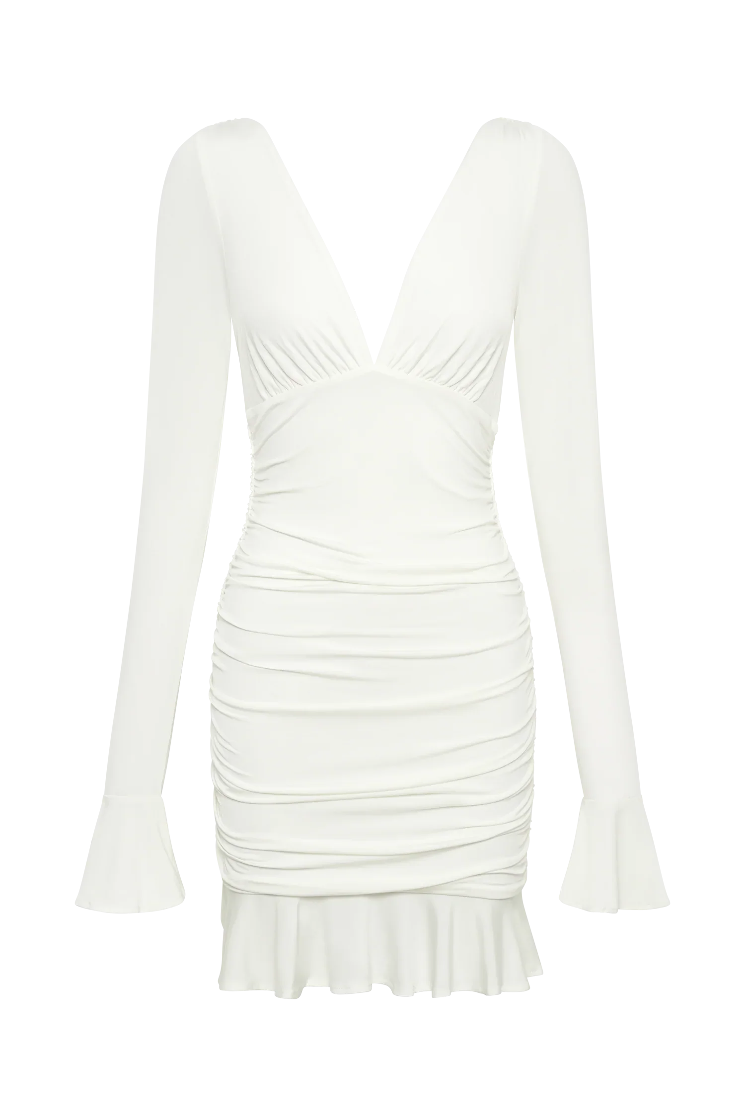 Leanne Jersey Gathered Mini Dress - White