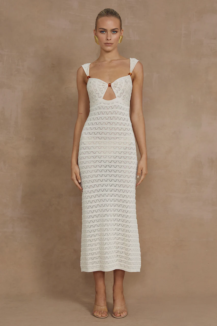 JUNO MIDI DRESS - IVORY