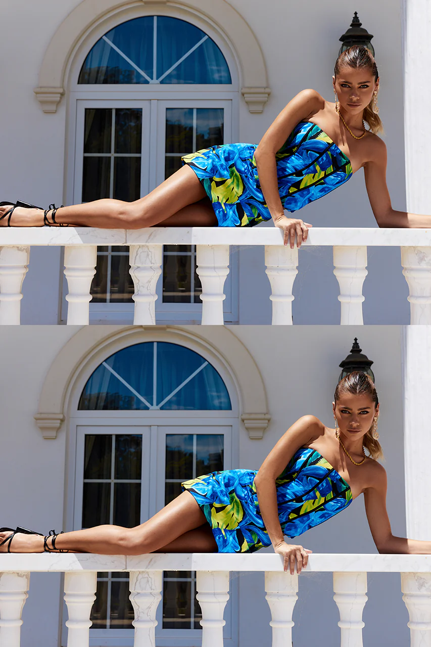 RIANNI MINI SKIRT - BLUE FLORAL