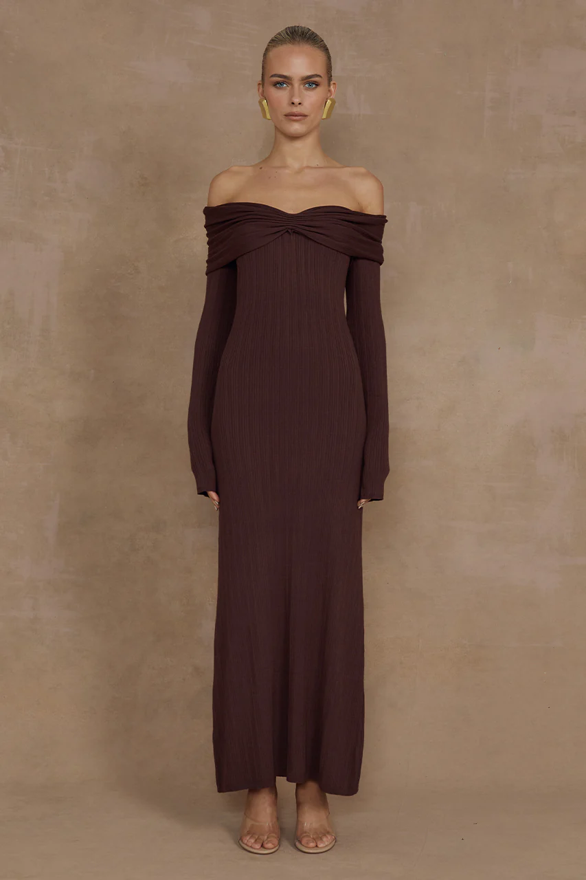 AIRILIE MIDI DRESS - BROWN