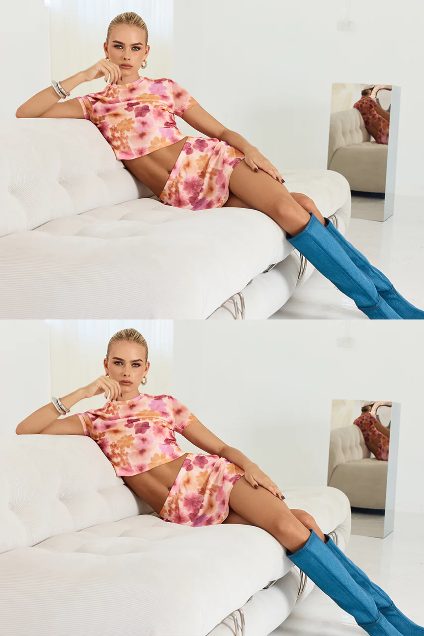 JAZZIE MINI SKIRT - ORANGE FLORAL