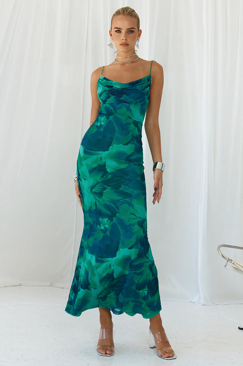 KAPRI SLIP DRESS - GREEN FLORAL