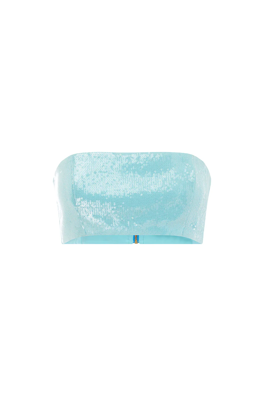 THE SEQUIN BANDEAU - AQUA